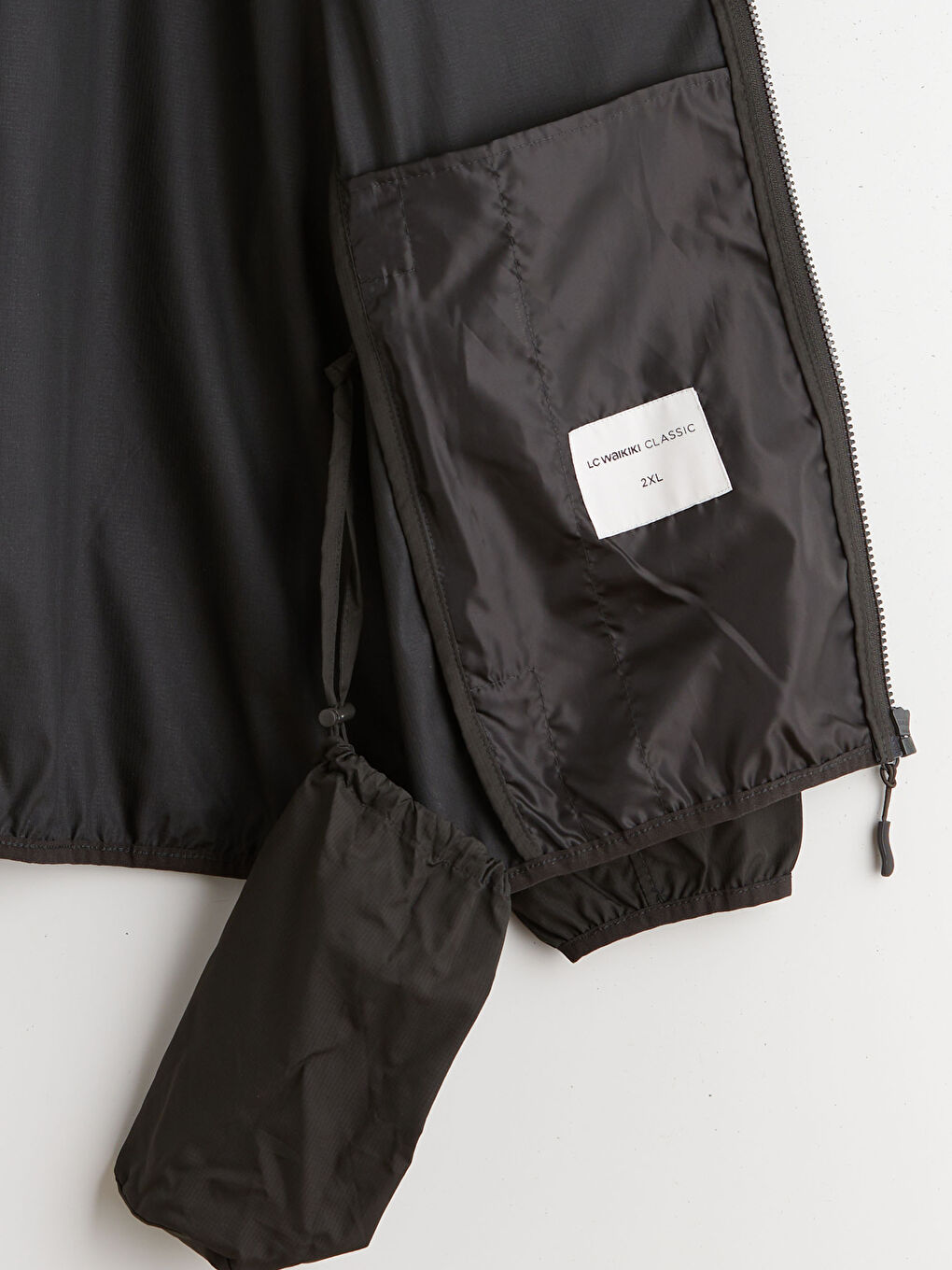 Haki Standart Kalıp Kapüşonlu Erkek Yağmurluk-8