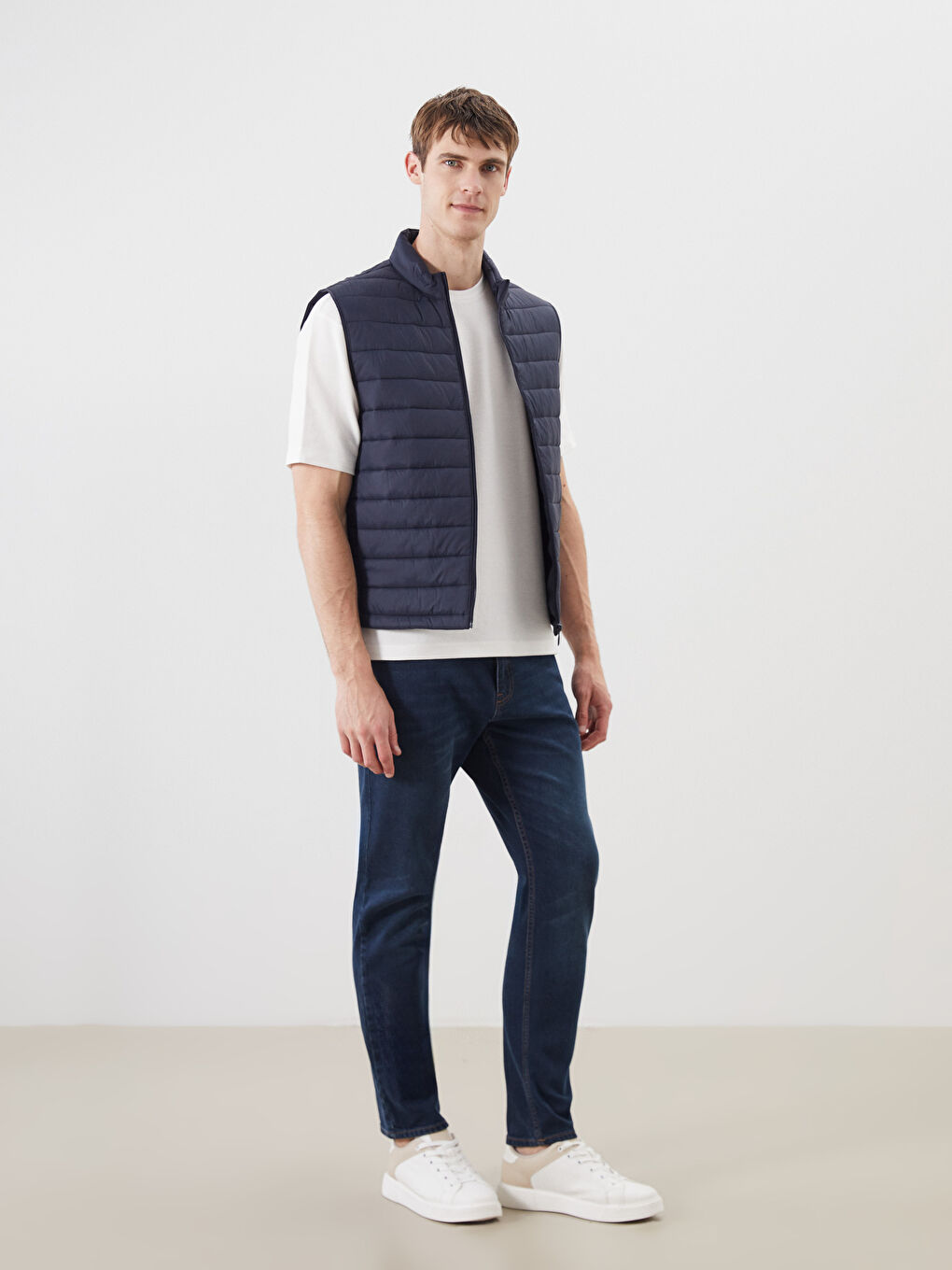 Slim Fit Funnel Neck Men's Puffer Gilet-1