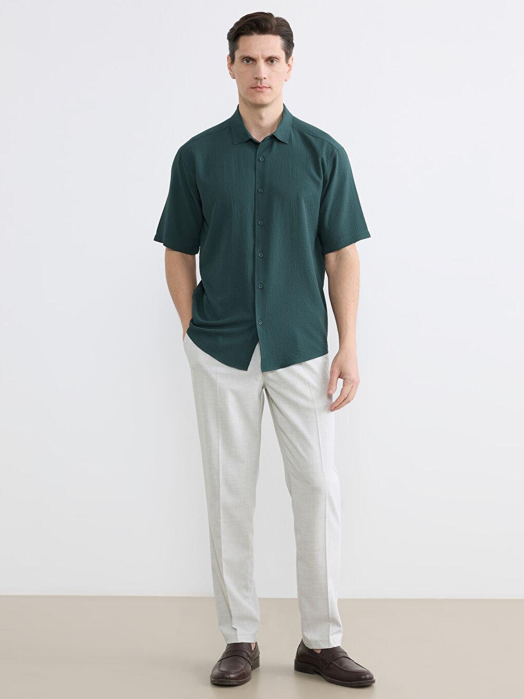 Regular Fit Kısa Kollu Erkek Gömlek-1