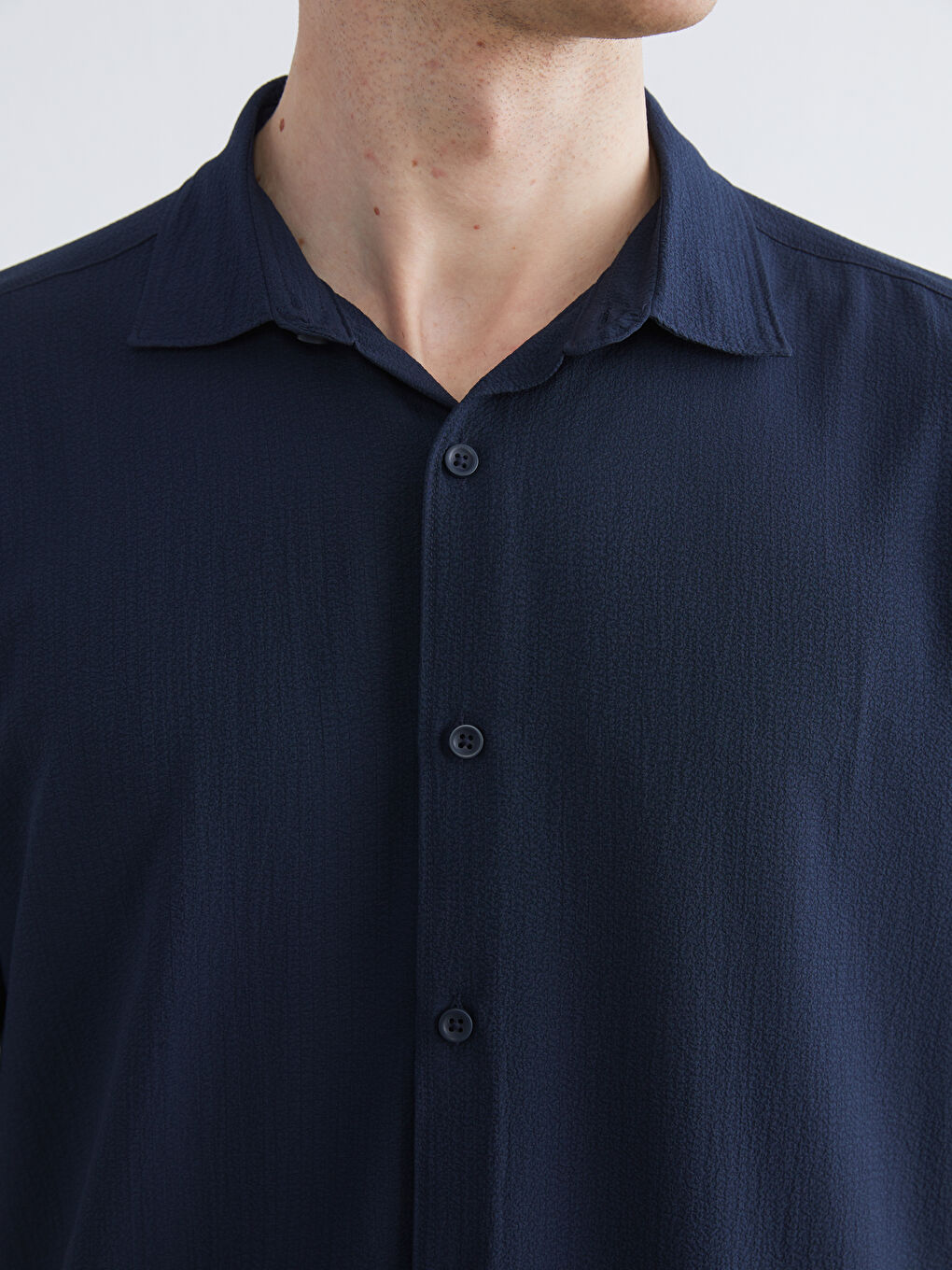 Lacivert Regular Fit Kısa Kollu Erkek Gömlek-2