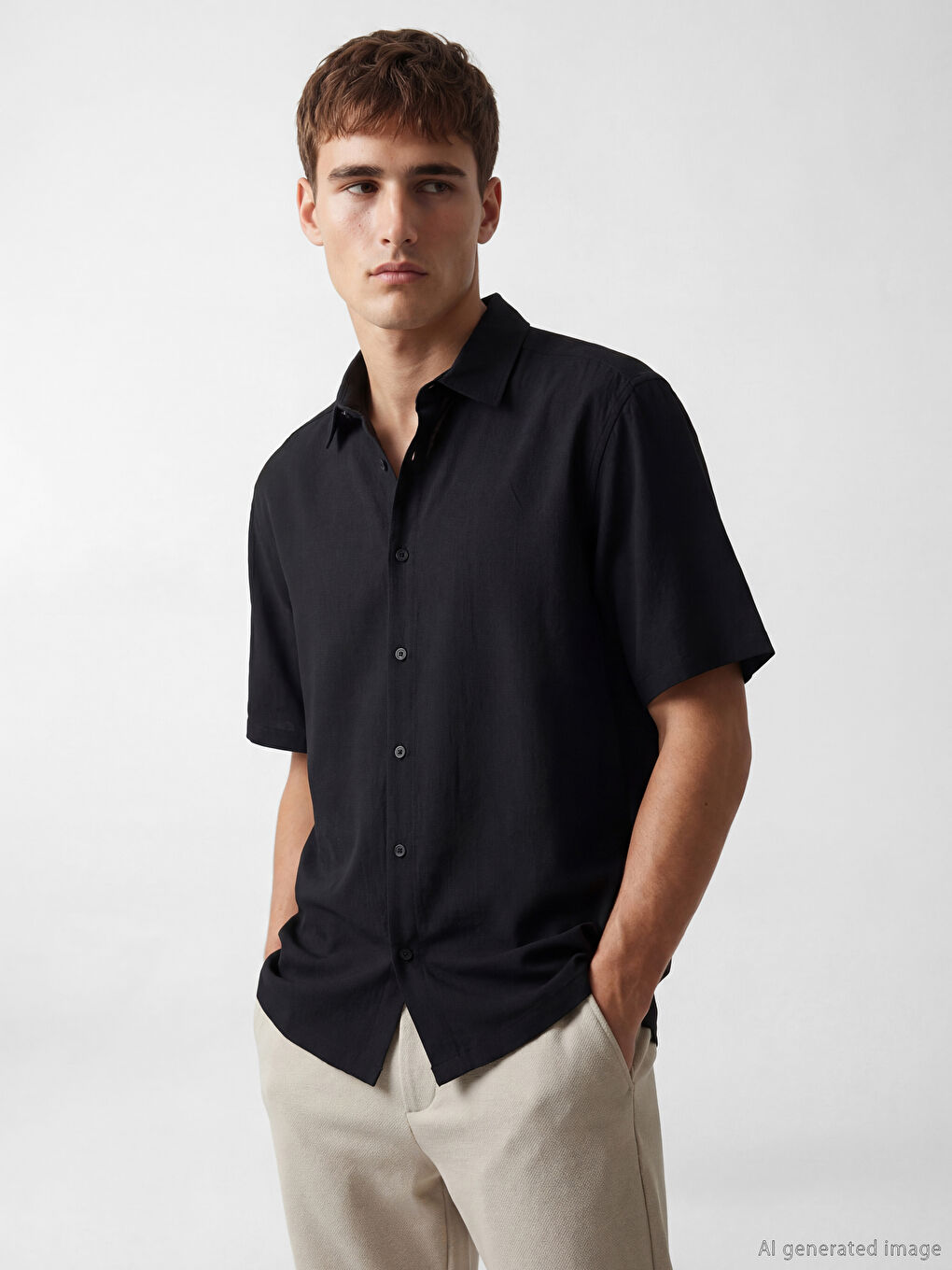 Regular Fit Kısa Kollu Erkek Gömlek-1