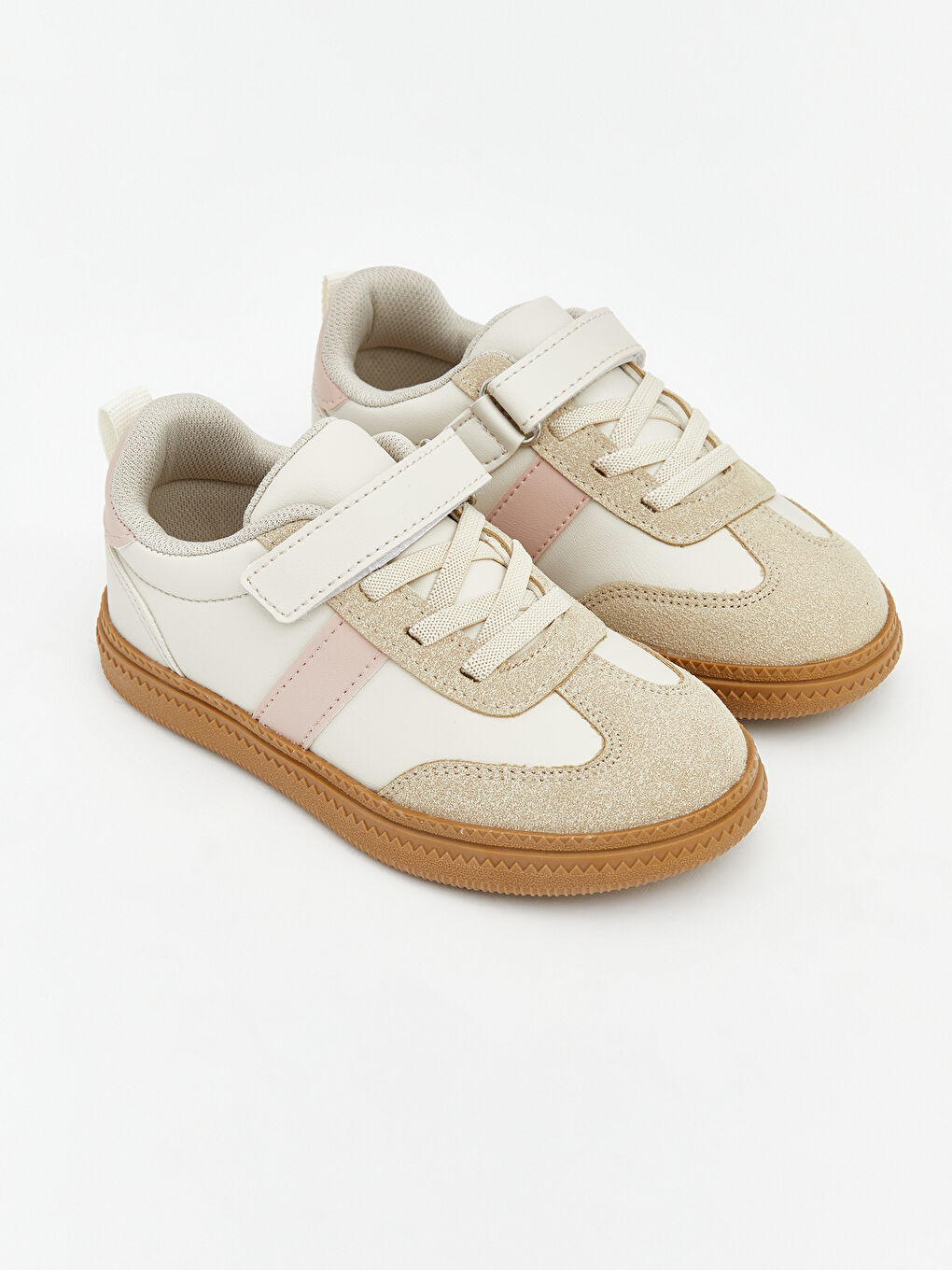 Bej Bağcık ve Cırt Cırtlı Kız Çocuk Spor Ayakkabı