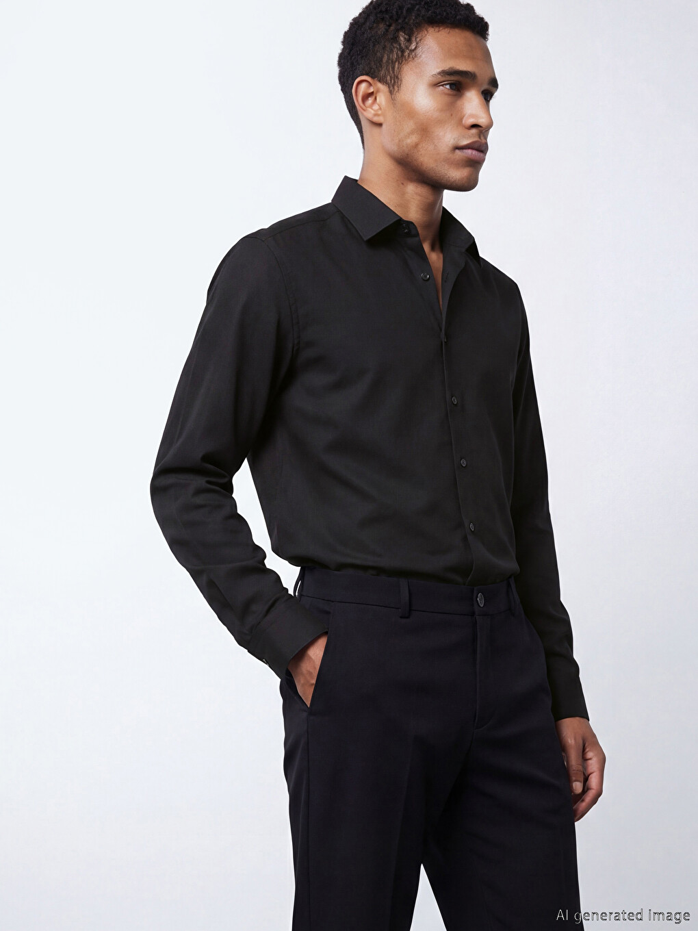 Slim Fit Long Sleeve Dobby Men's Shirt