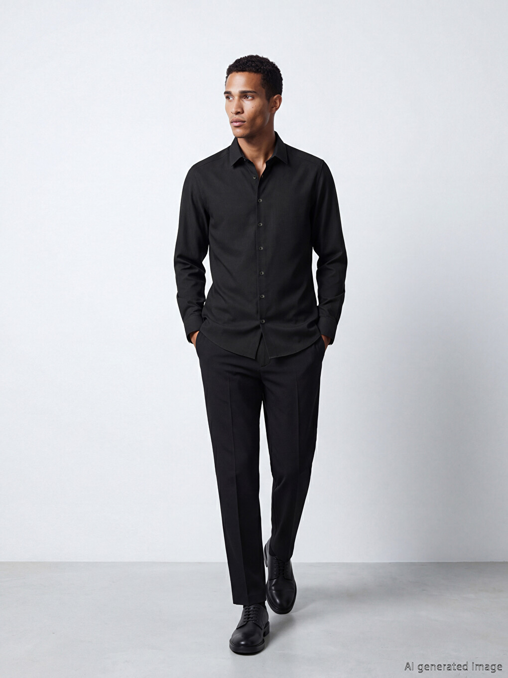 Slim Fit Long Sleeve Dobby Men's Shirt-2