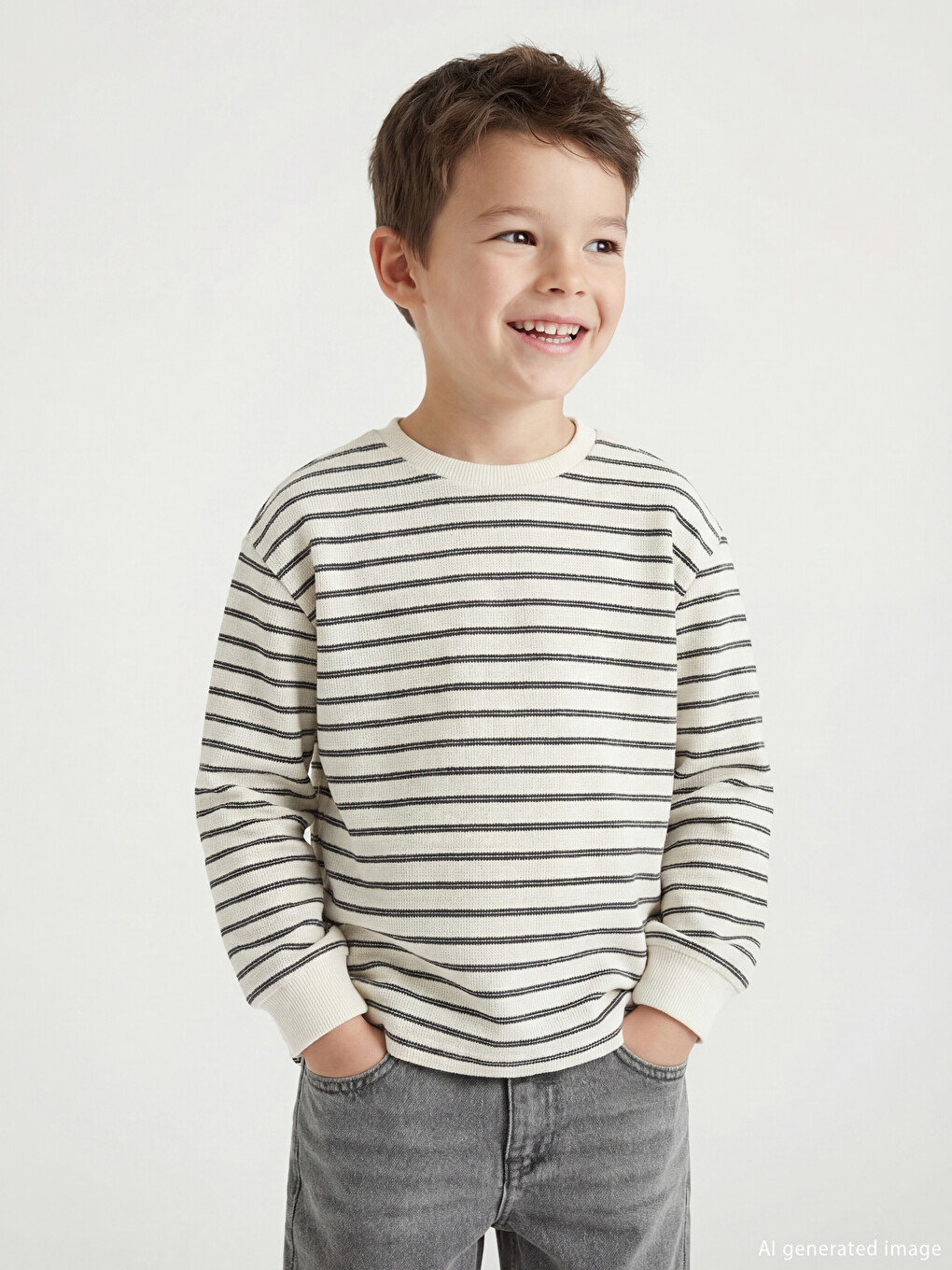 Crew Neck Striped Boys' T-shirt-2