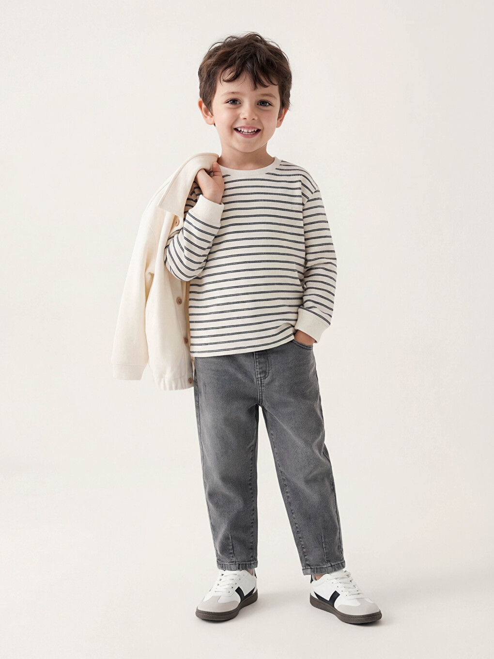 Crew Neck Striped Boys' T-shirt-1