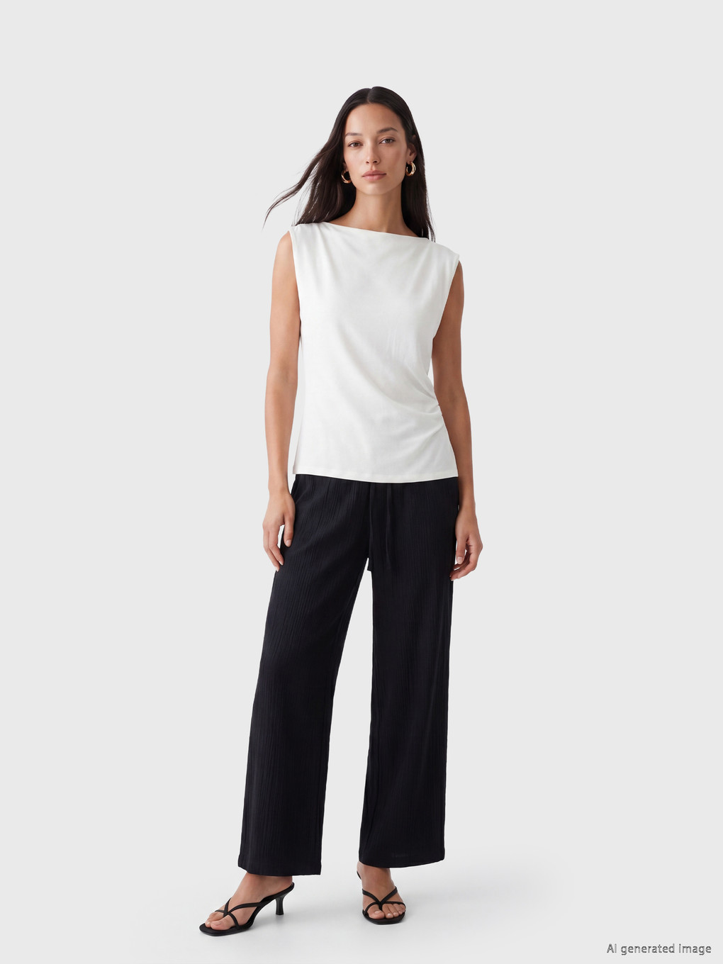 Elastic Waist Textured Women's Pants