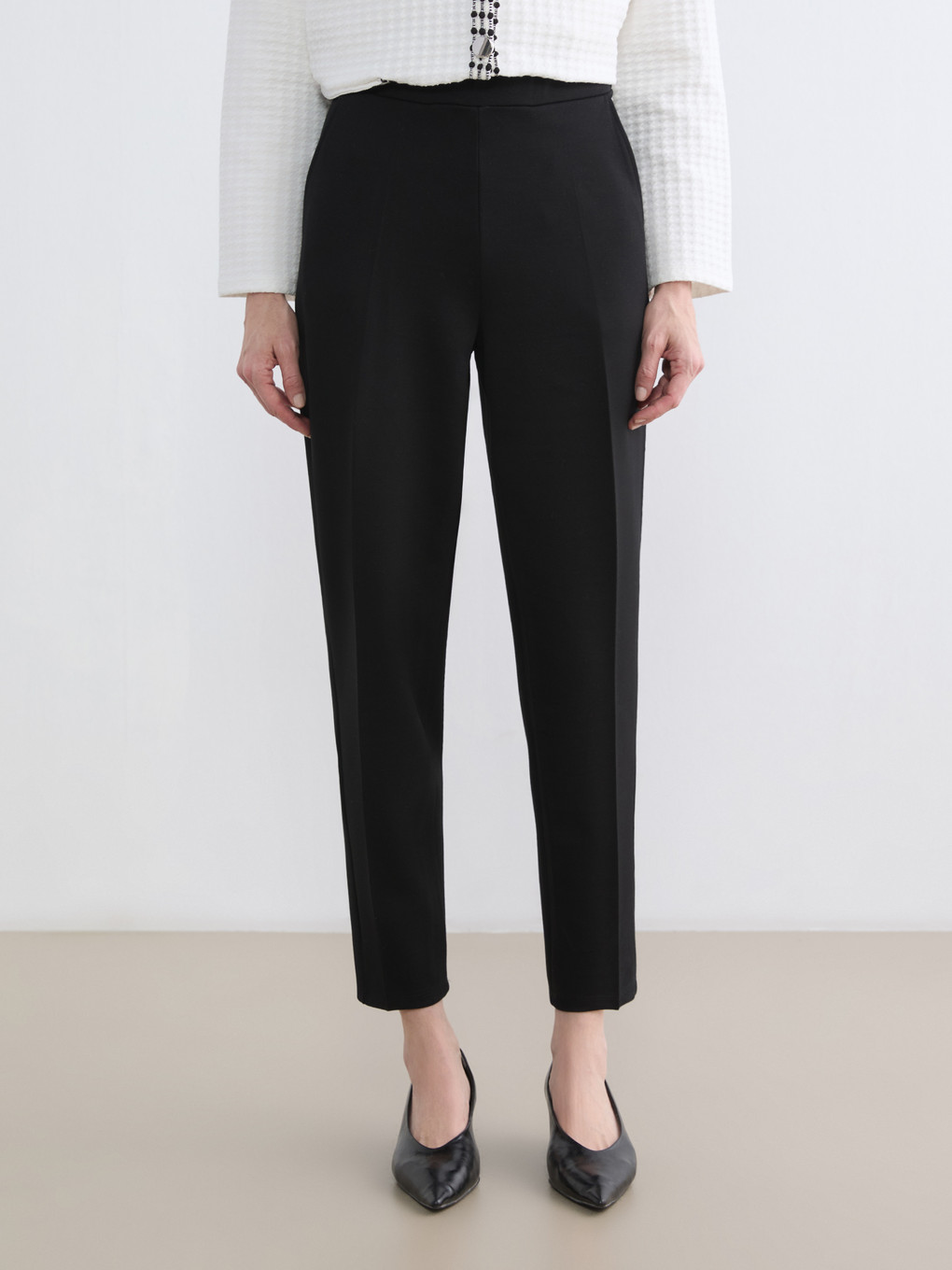 Pantalon Taille Élastiquée Coupe Carotte Pour Femmes-2