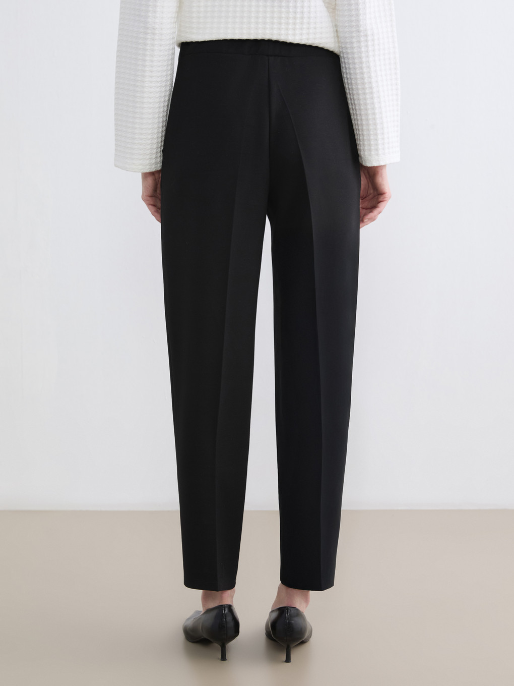 Pantalon Taille Élastiquée Coupe Carotte Pour Femmes-4