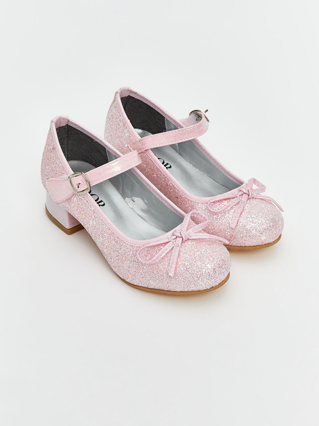 Pembe Simli Fiyonk Detaylı Kız Çocuk Babet