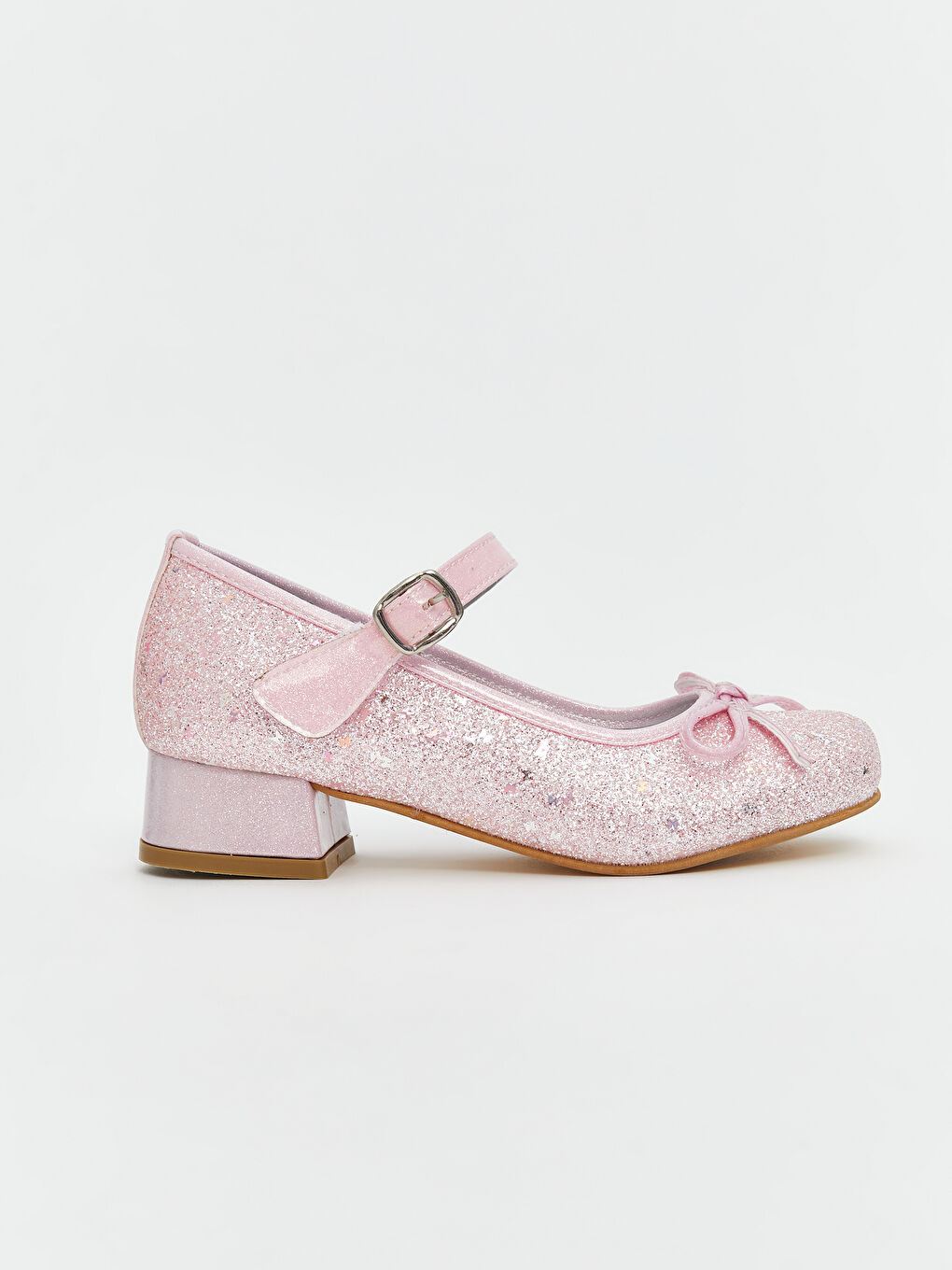 Pembe Simli Fiyonk Detaylı Kız Çocuk Babet-1