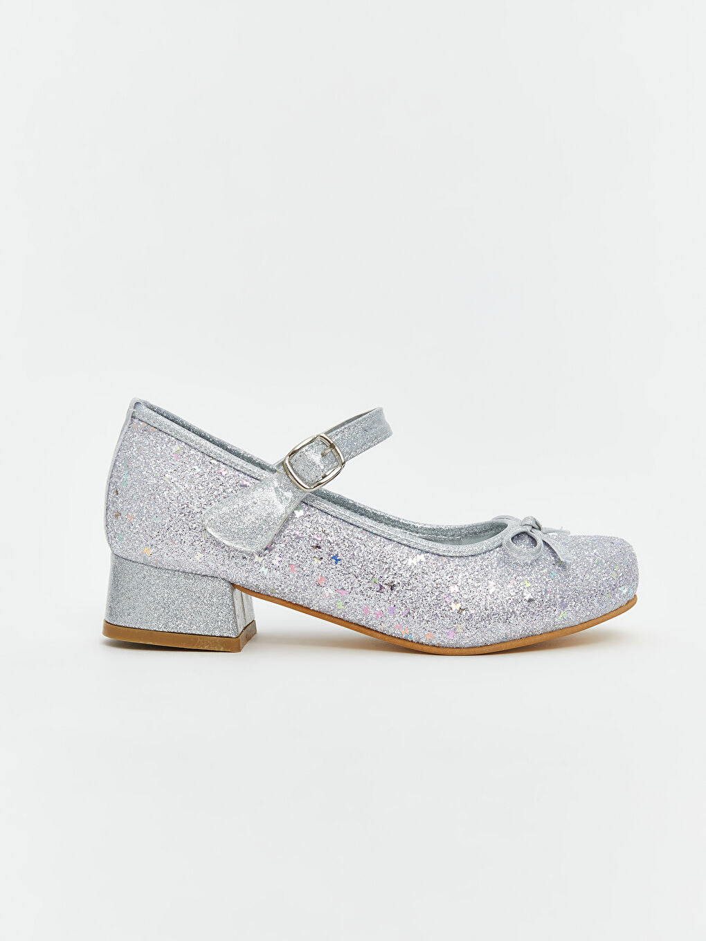 Gri Simli Fiyonk Detaylı Kız Çocuk Babet-1