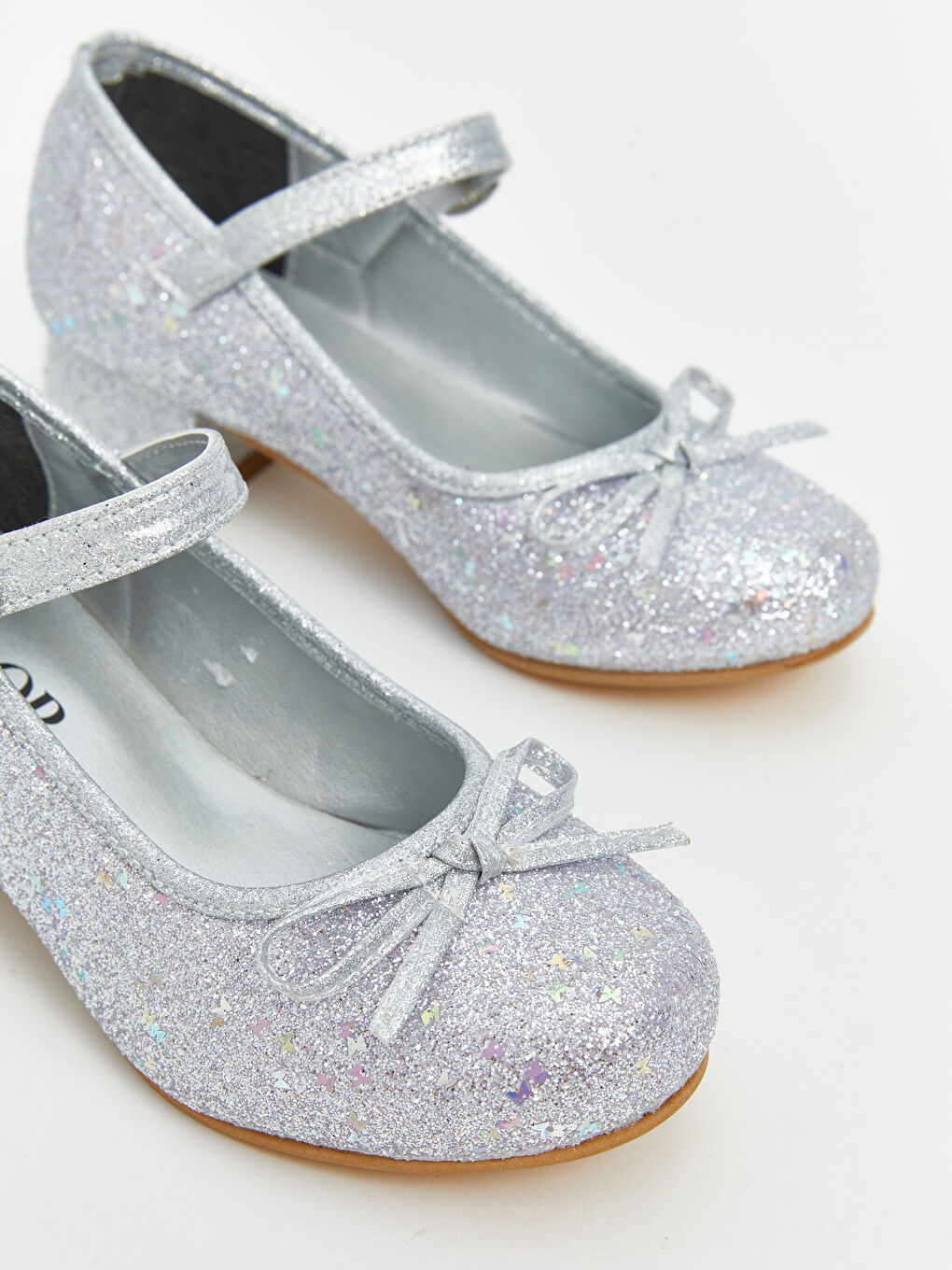 Gri Simli Fiyonk Detaylı Kız Çocuk Babet-2