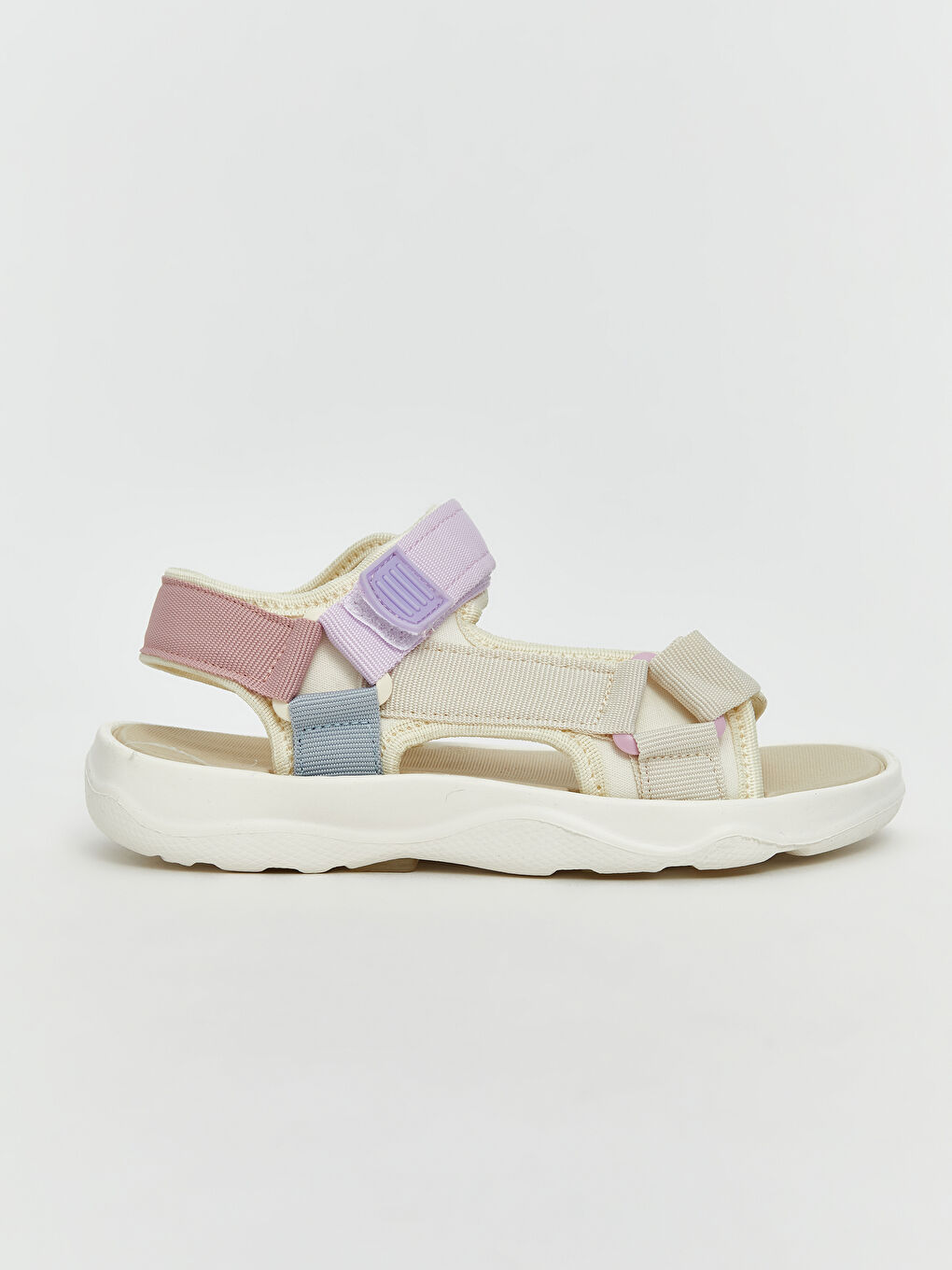 Bej Baskılı Cırt Cırtlı Kız Çocuk Sandalet-1