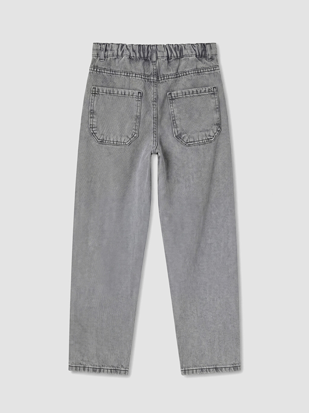 Gri Beli Ayarlanabilir Lastikli Erkek Çocuk Jean Pantolon-4