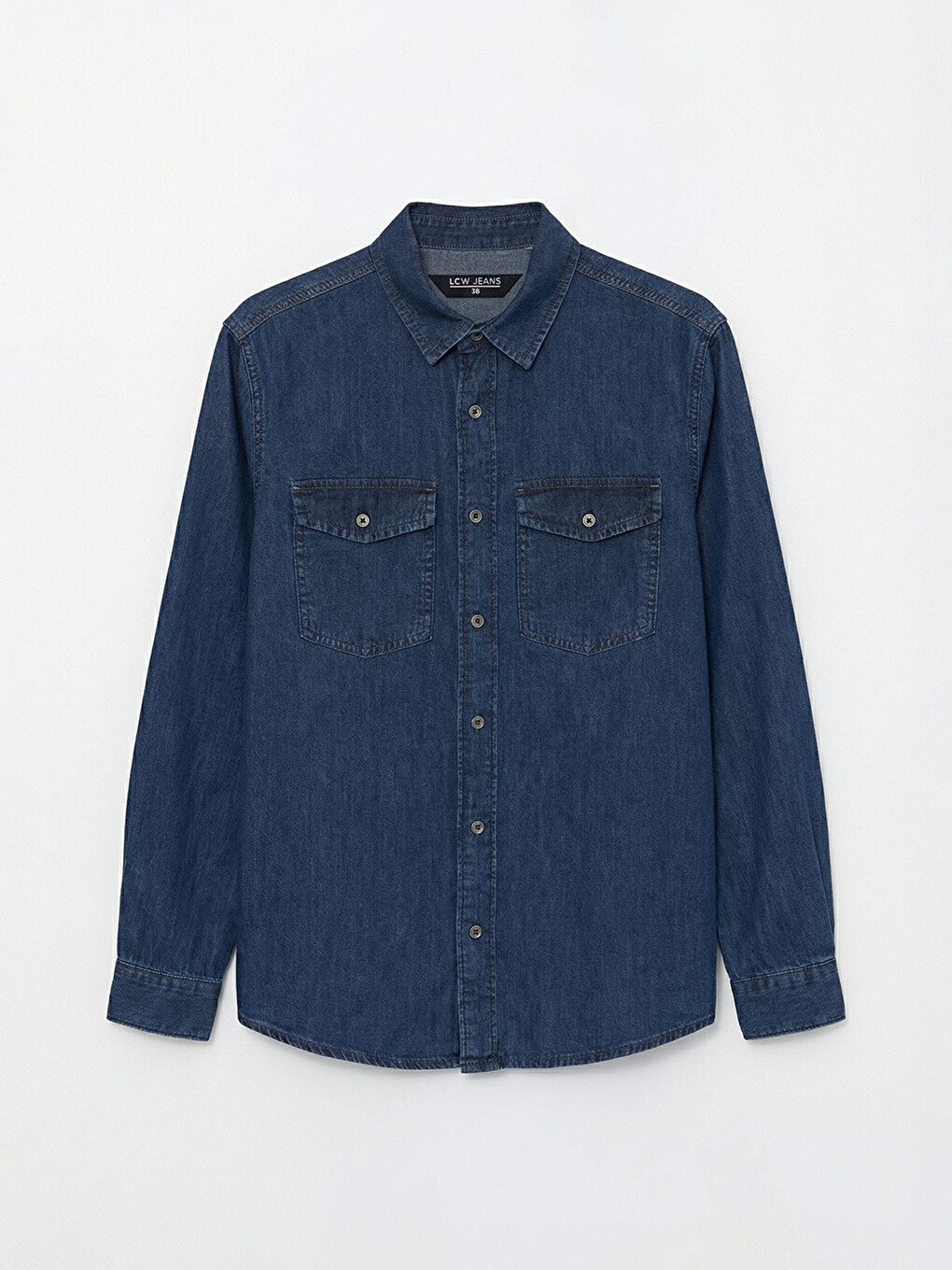 İndigo Regular Fit Uzun Kollu Erkek Jean Gömlek-4