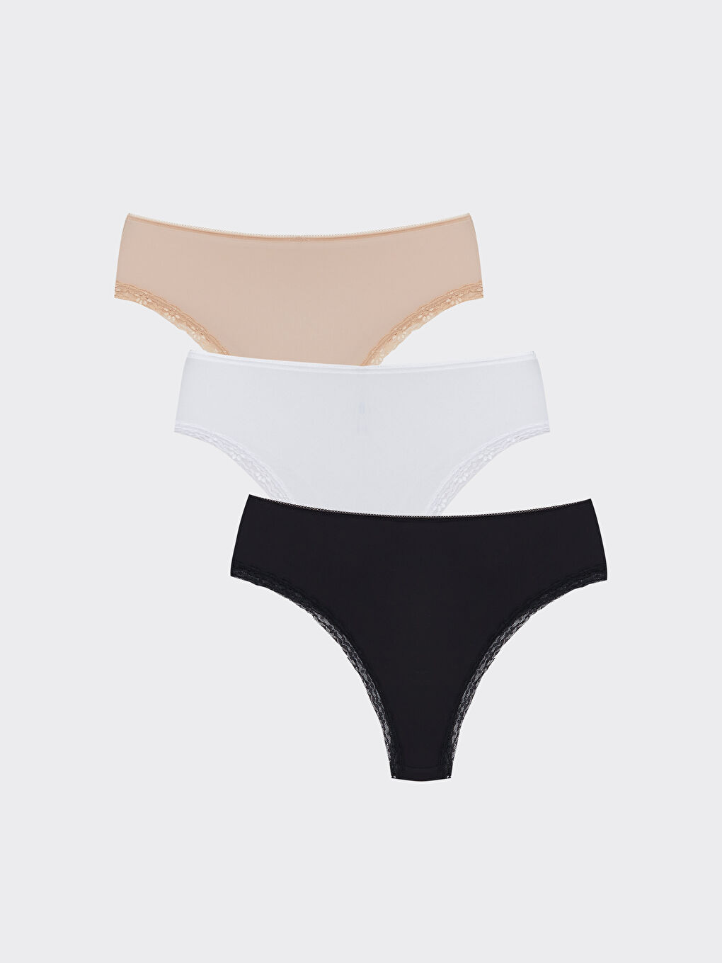 Бразильские трусики с кружевной отделкой, комплект из 3-х штук-3