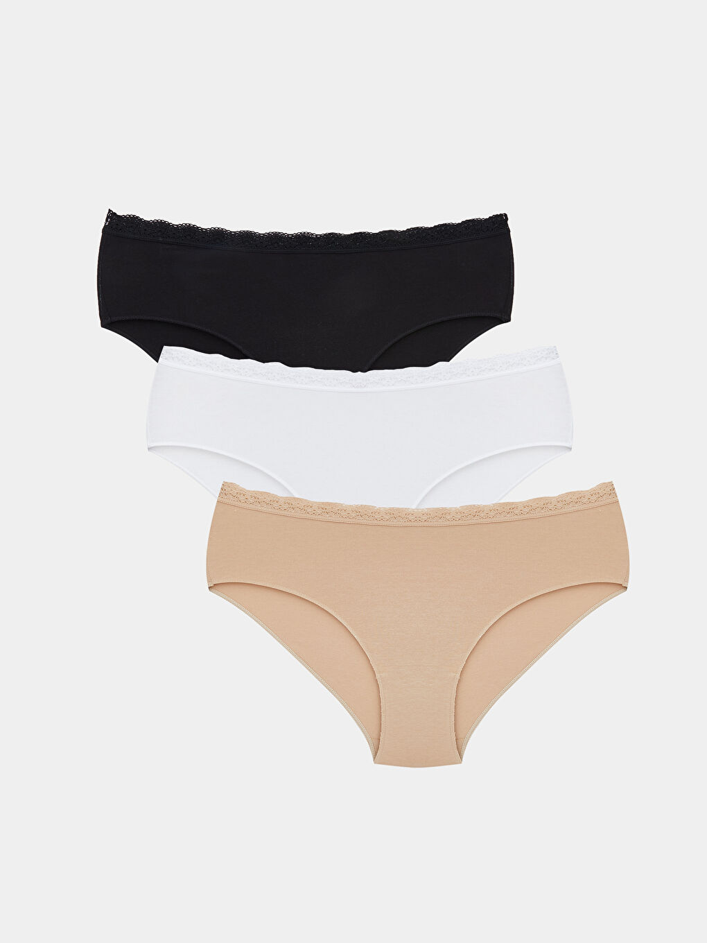 Комплект из 3-х трусов-хипстеров с кружевной отделкой-1