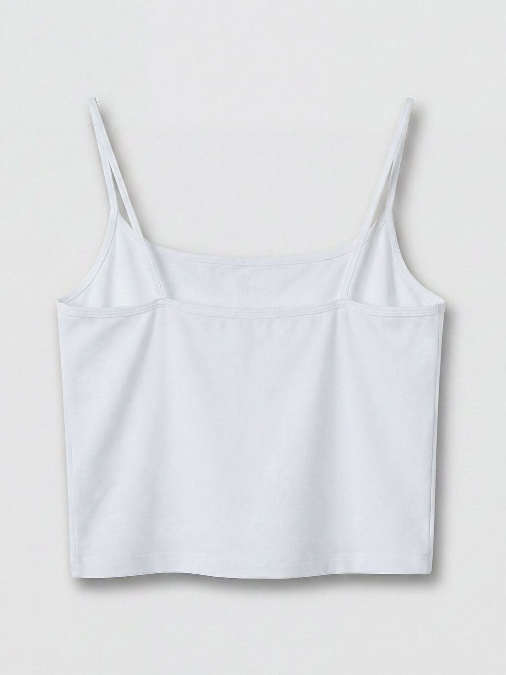 Beyaz Kare Yaka İp Askılı Kadın Crop Atlet-1