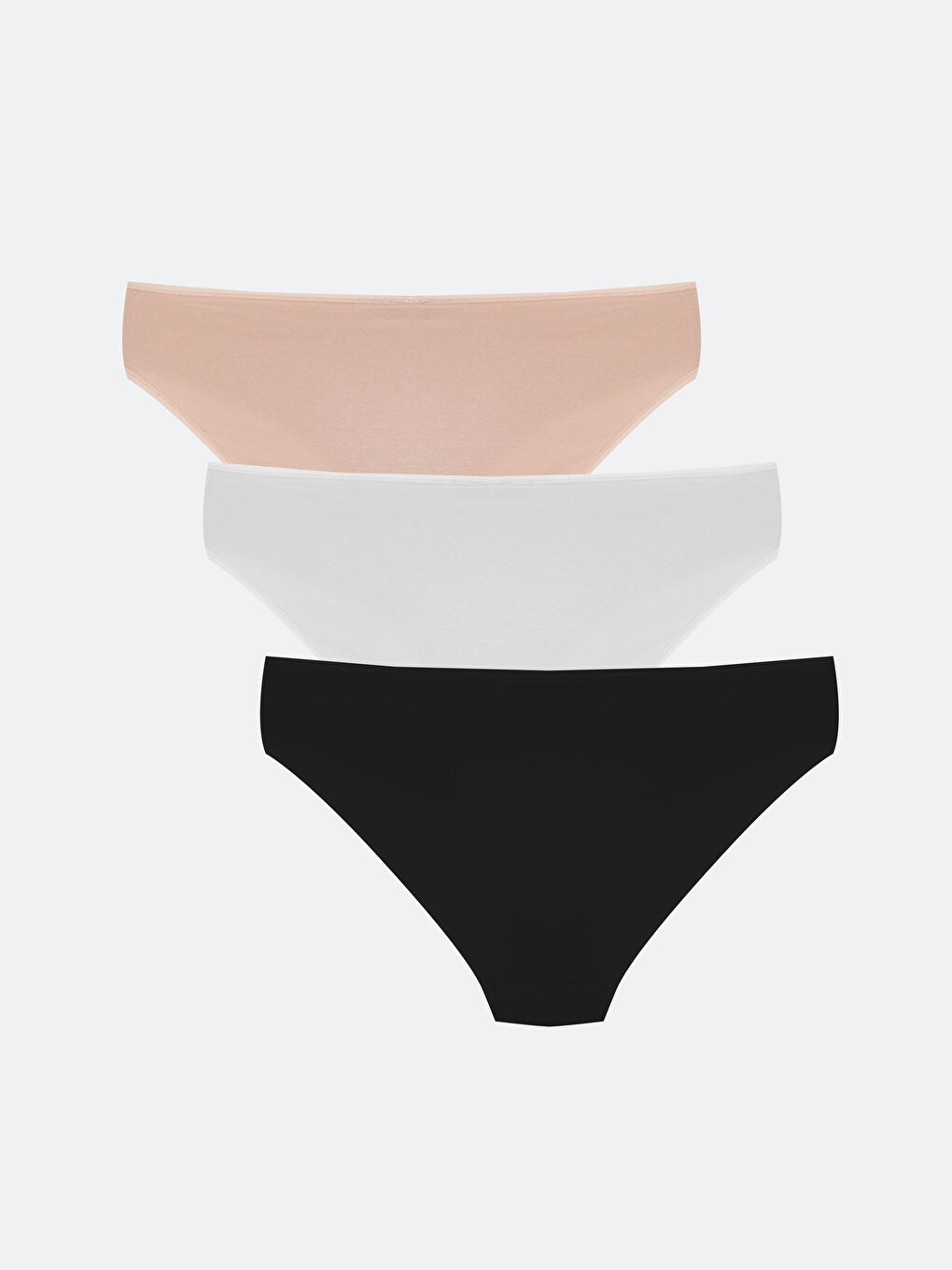 Pembe Düz Bikini Külot 3'lü-1