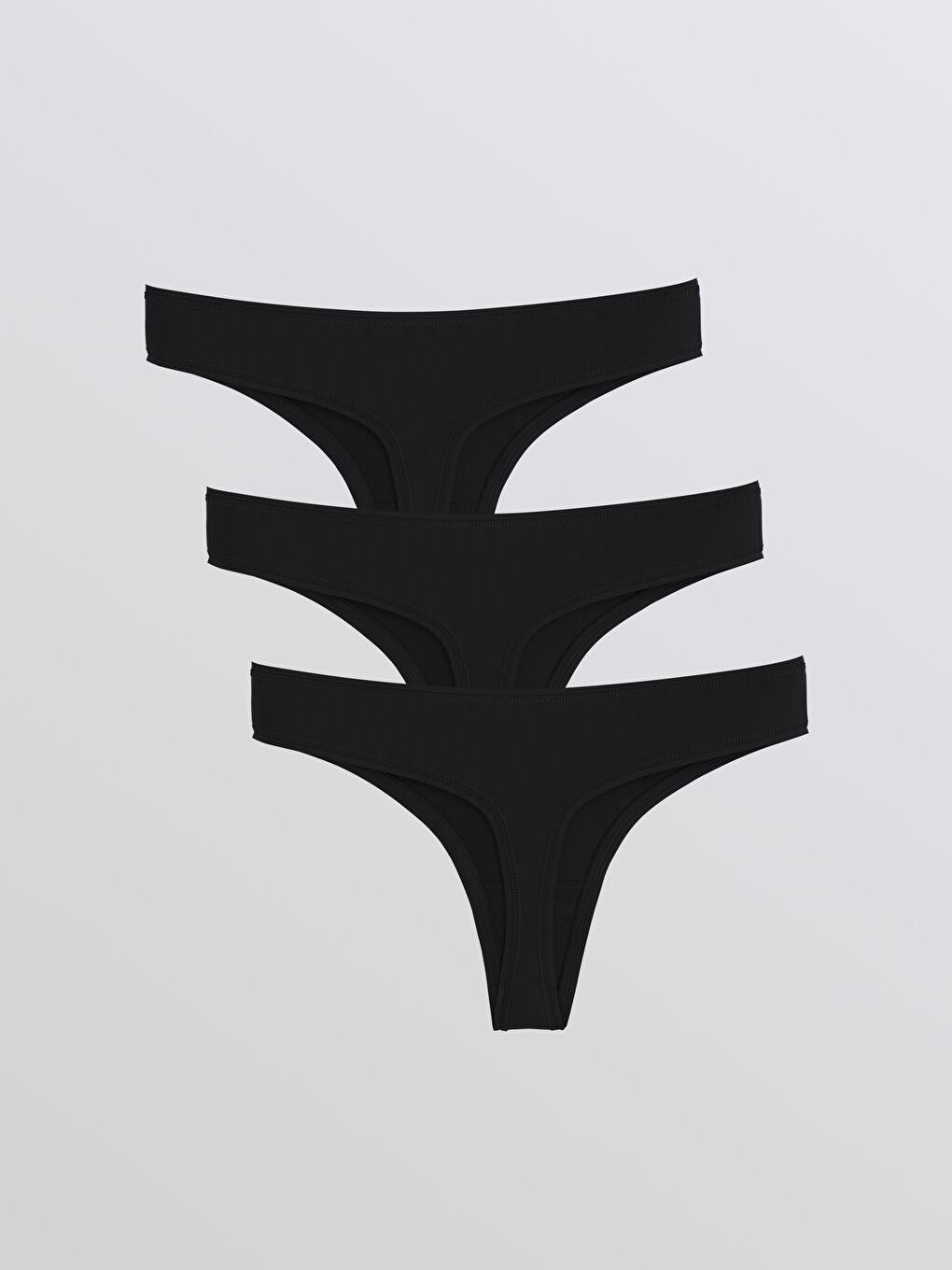Siyah Düz Tanga Külot 3'lü-1
