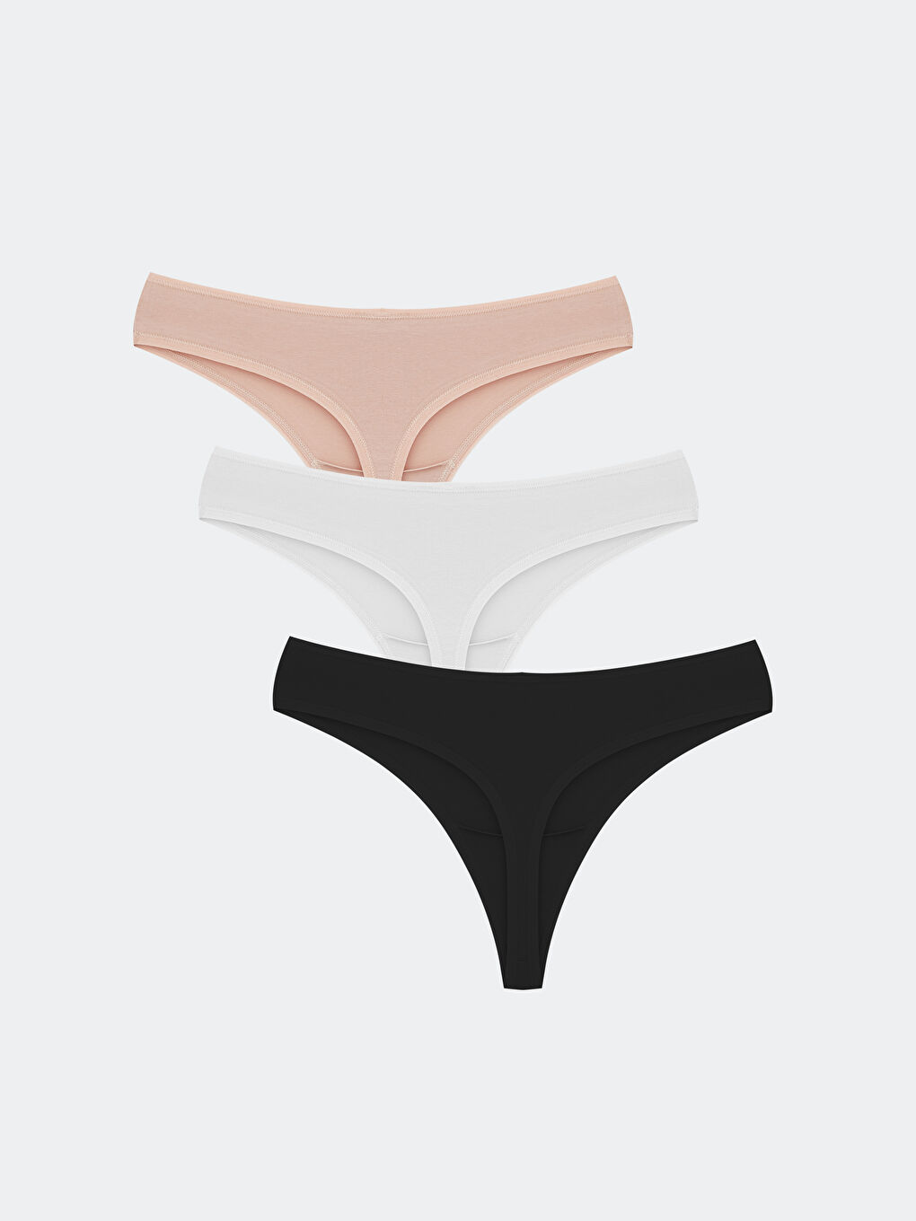 Pembe Düz Tanga Külot 3'lü-1