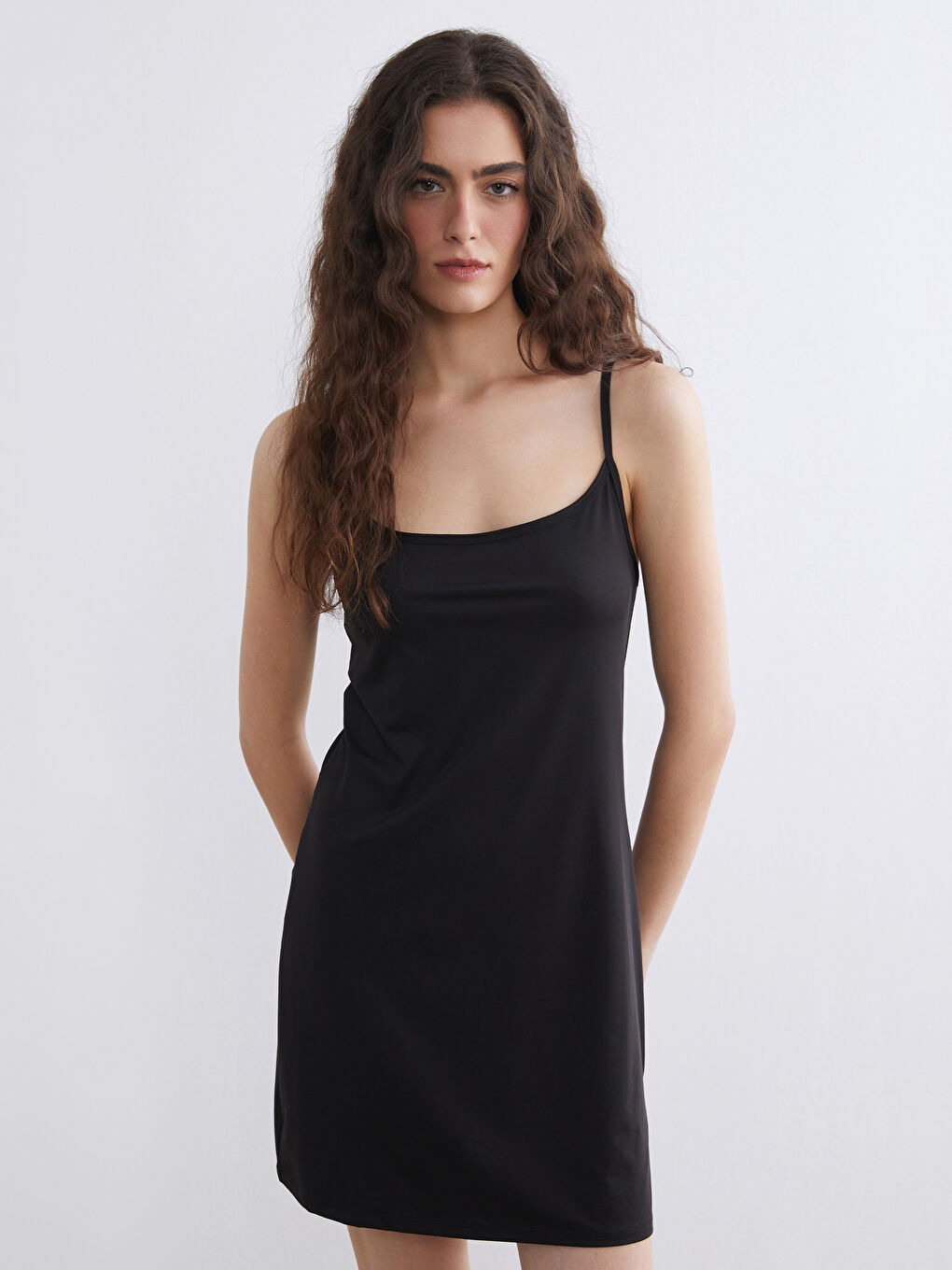 Сорочка с U-образным вырезом, однотонная, с ремешками, для женщин-1