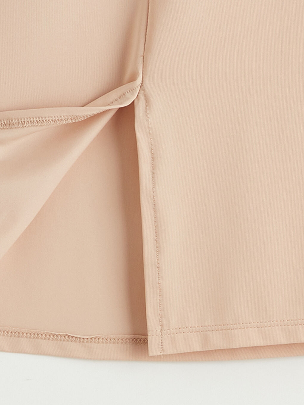 Pembe Kadın Beli Lastikli Düz Jüpon-2