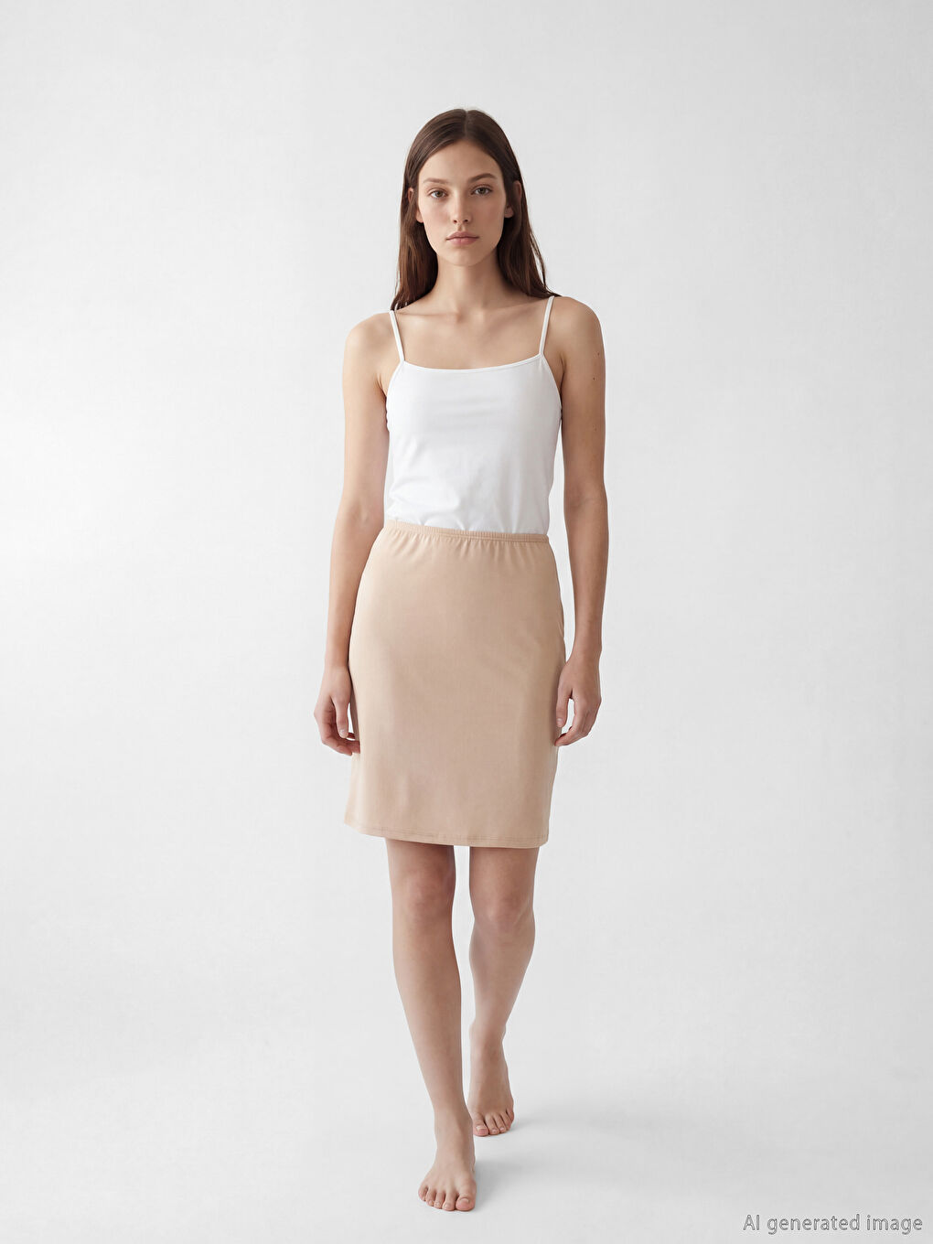 Pembe Kadın Beli Lastikli Düz Jüpon