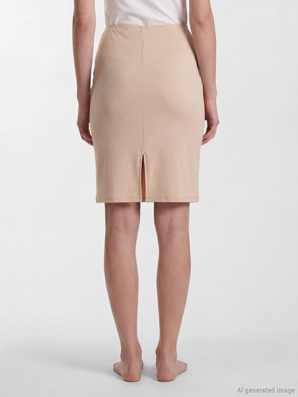 Pembe Kadın Beli Lastikli Düz Jüpon-3