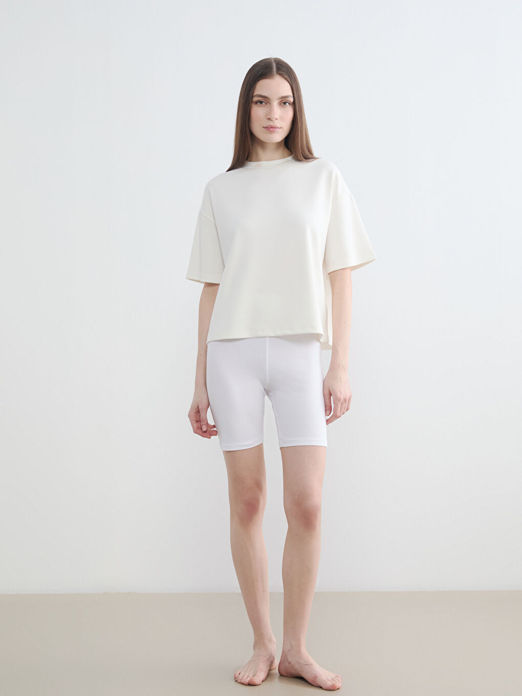 Beyaz Düz Jüpon Tayt	