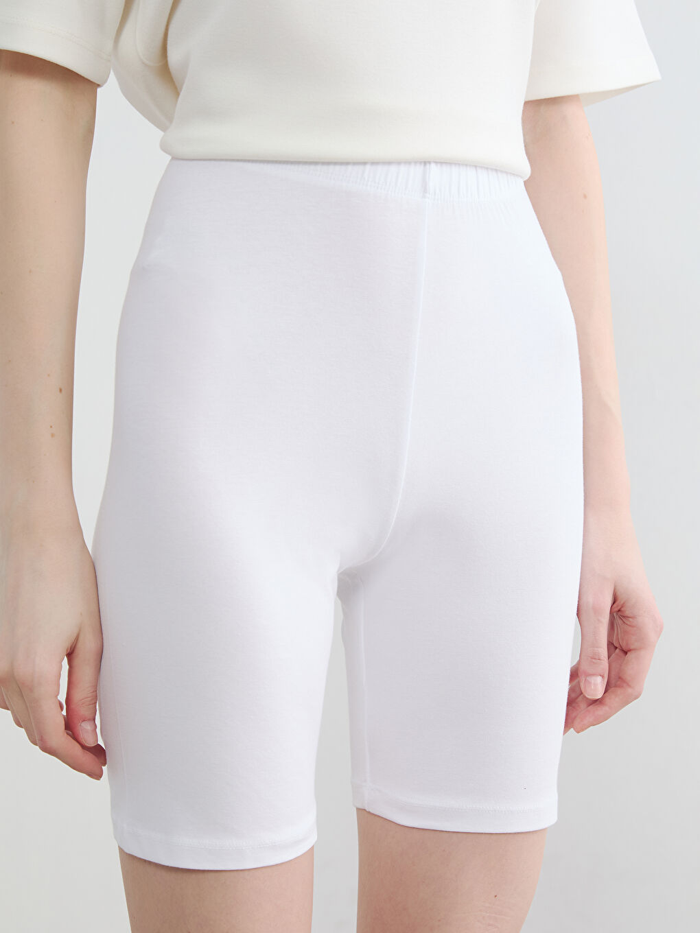 Beyaz Düz Jüpon Tayt	-2