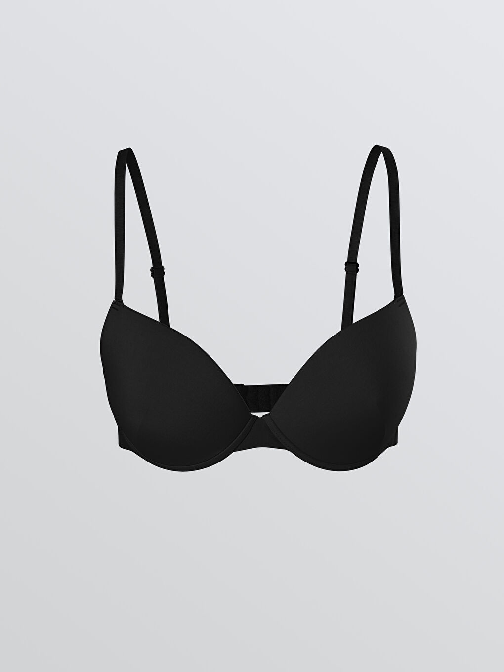 Siyah Balenli Yarım Dolgulu Düz Tişört Sütyen