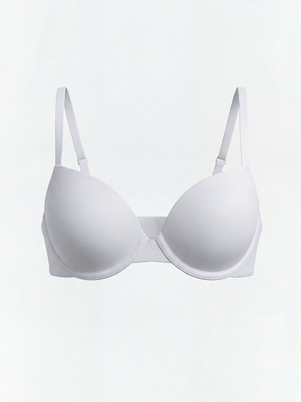 Beyaz Balenli Yarım Dolgulu Düz Tişört Sütyen