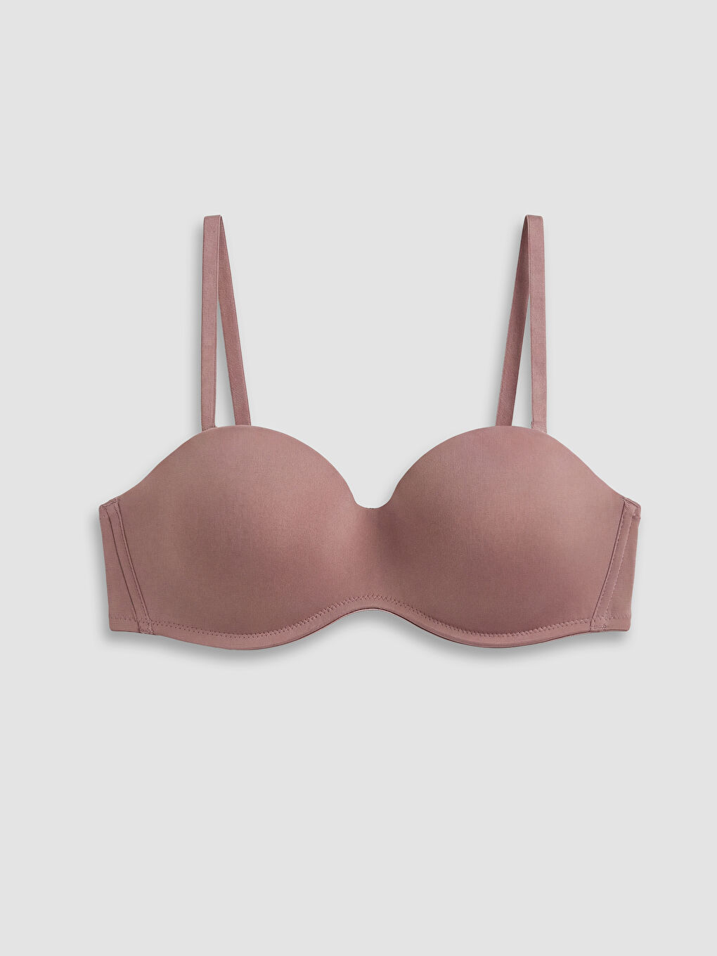 Bej Balenli Dolgusuz Straplez Sütyen