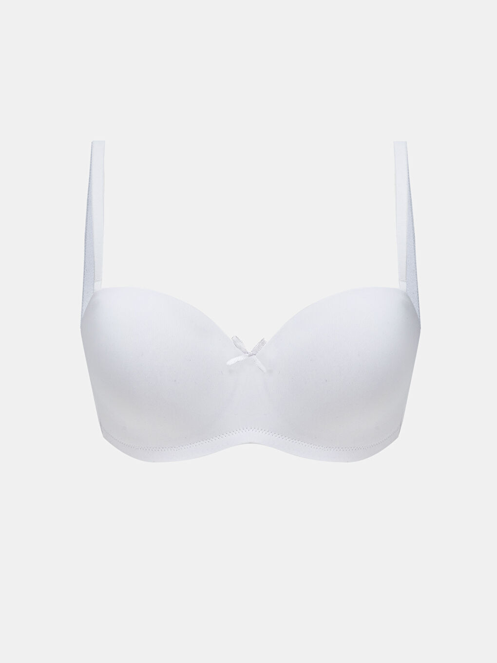 Beyaz Balenli Dolgusuz Straplez Sütyen	