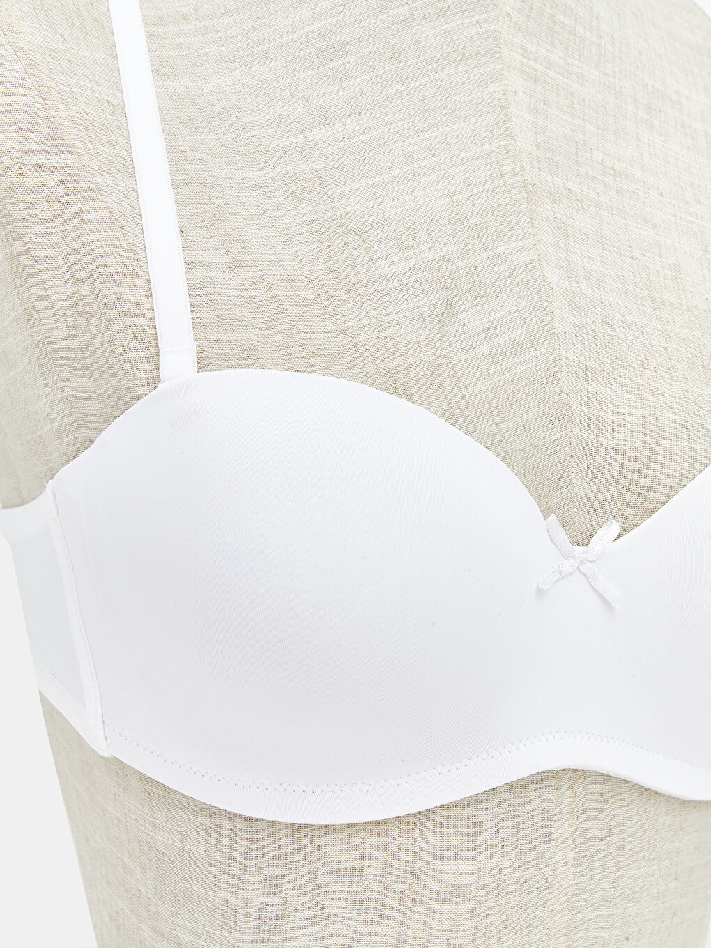 Beyaz Balenli Dolgusuz Straplez Sütyen	-2