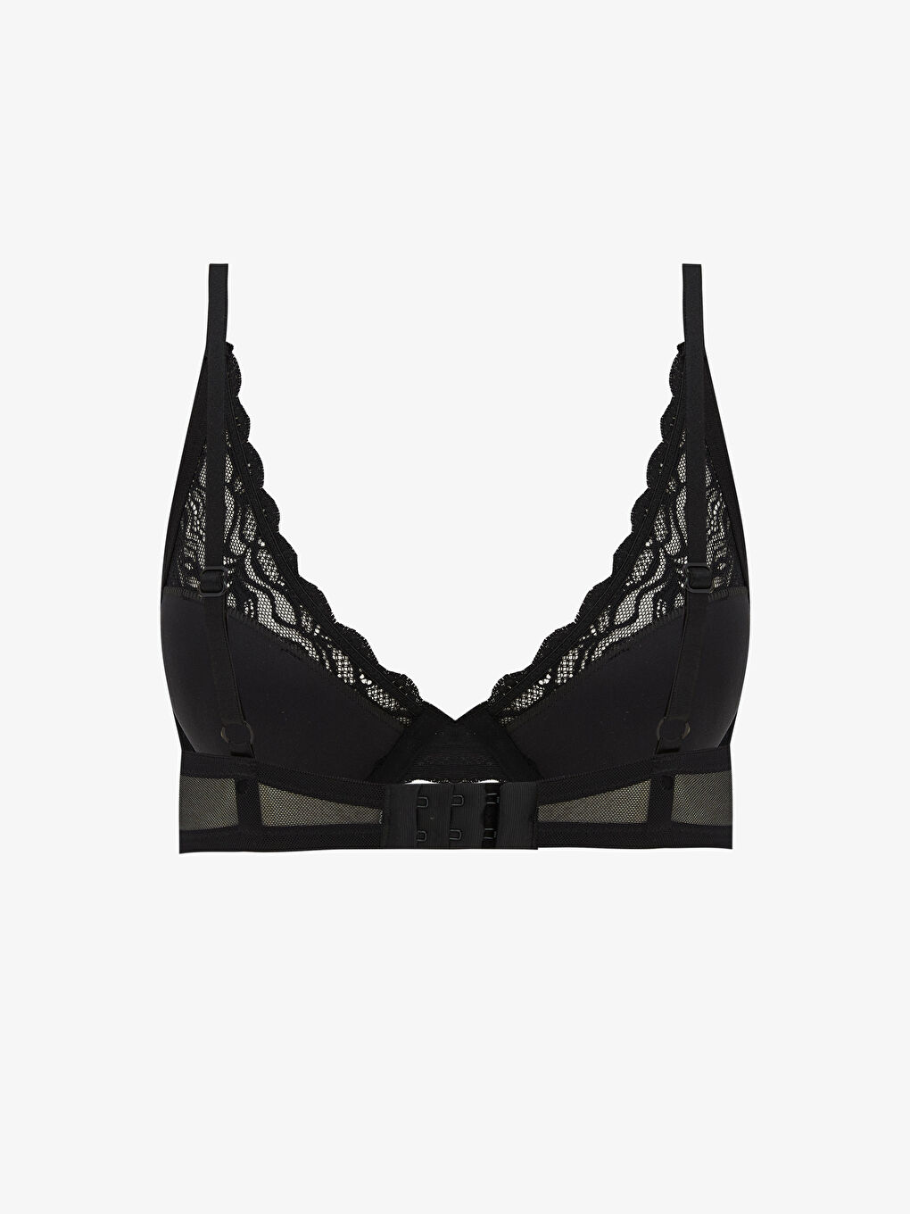 Siyah Balenli Dolgusuz Dantelli Tişört Sütyen-1