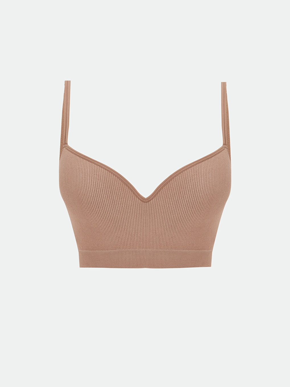 Bej Balensiz Dolgusuz Düz Tişört Sütyen