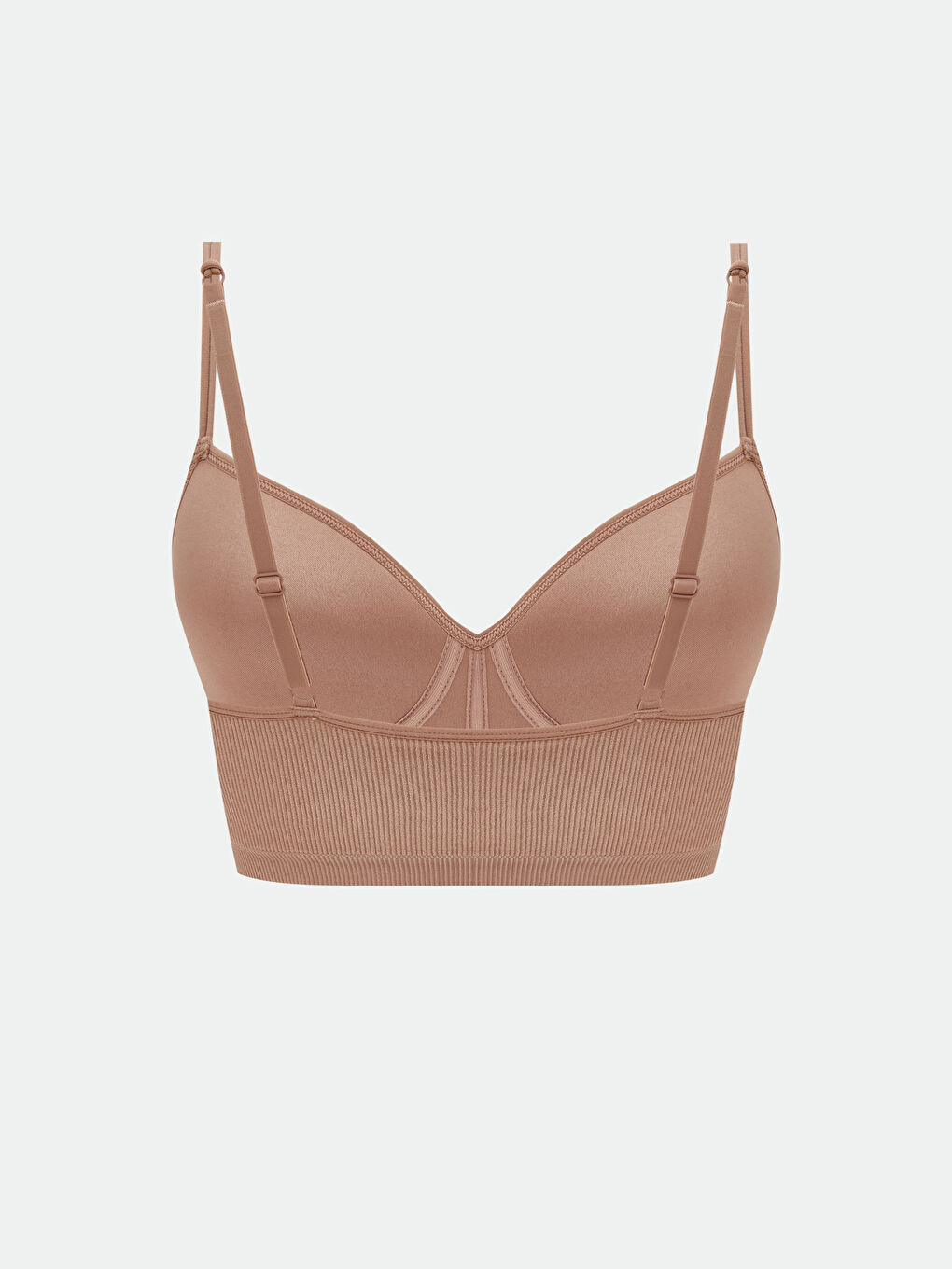 Bej Balensiz Dolgusuz Düz Tişört Sütyen-1