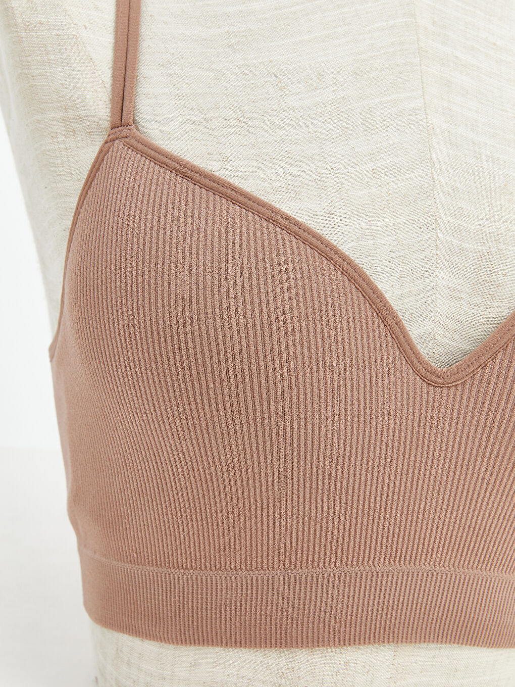 Bej Balensiz Dolgusuz Düz Tişört Sütyen-2