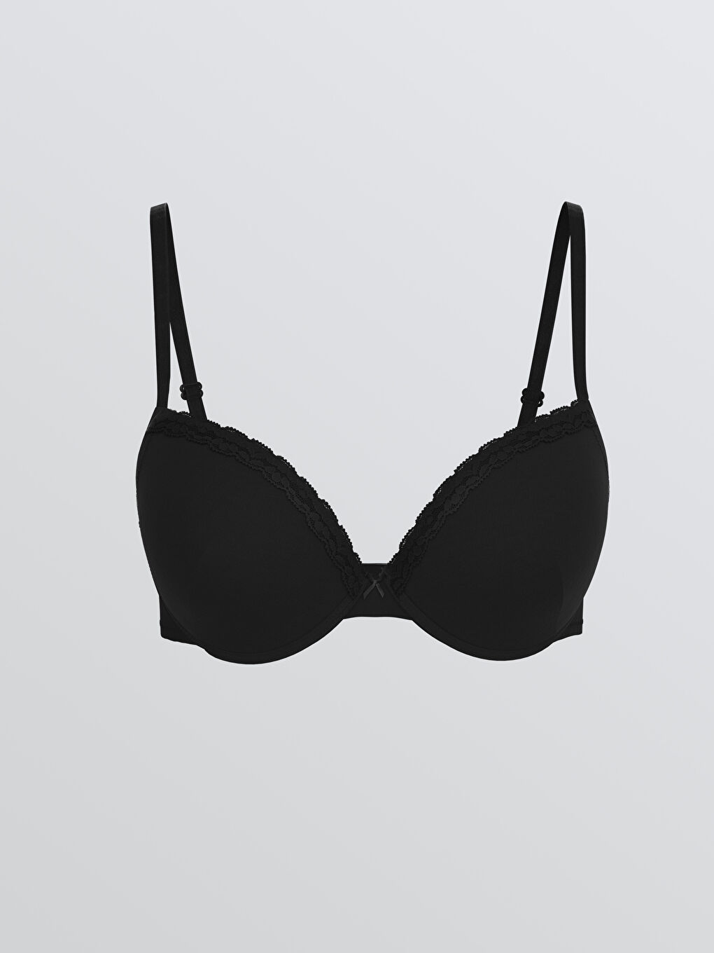 Siyah Balenli Dolgusuz Tişört Sütyen 2'li-1