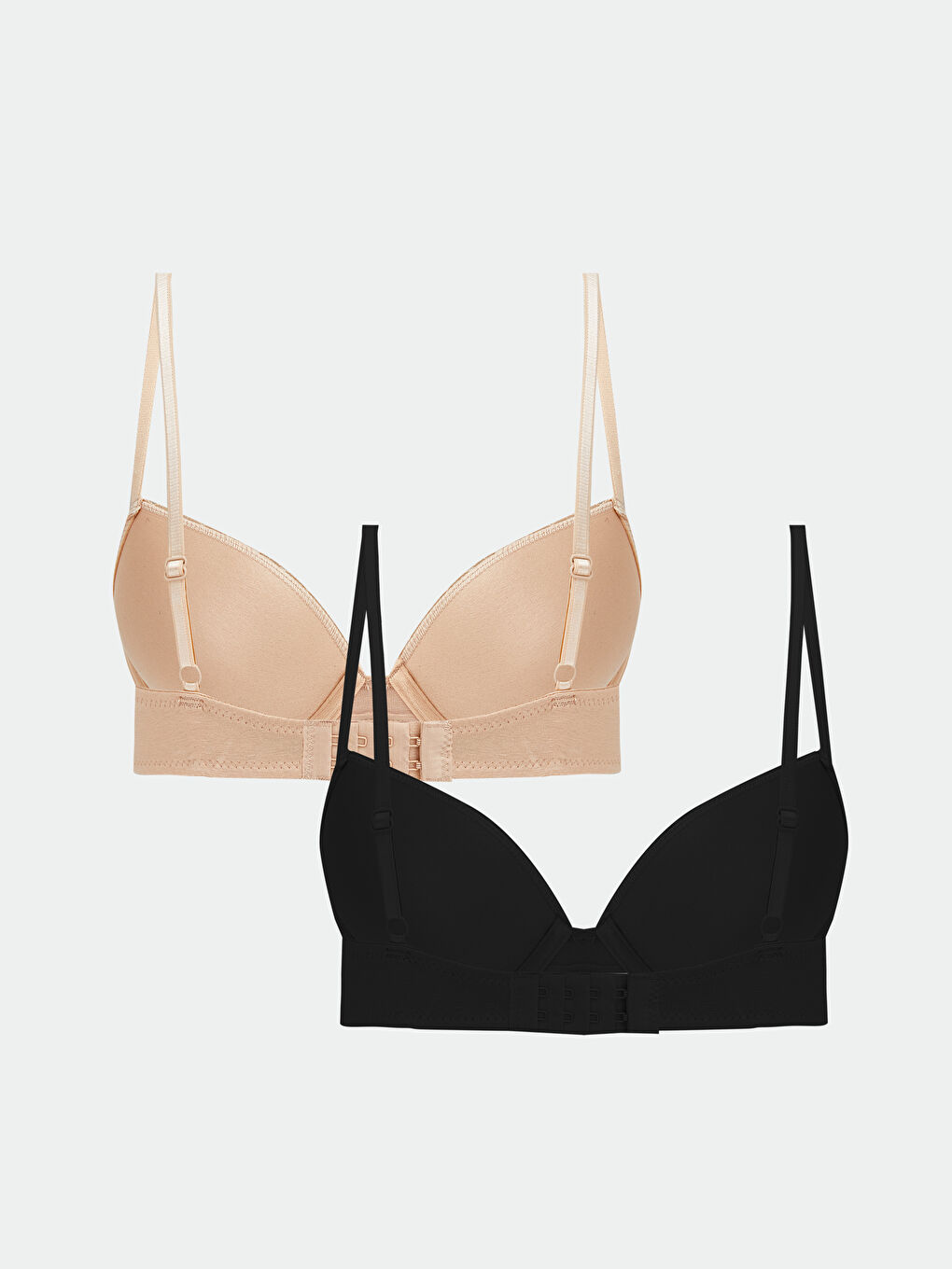 Bej Balenli Dolgusuz Tişört Sütyen 2'li-1