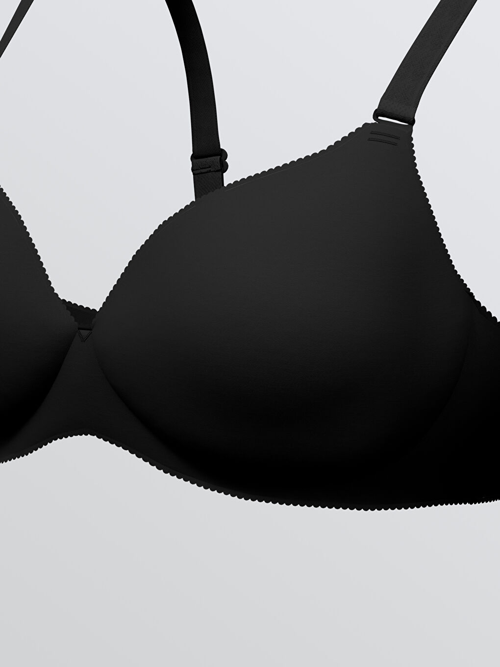 Siyah Balenli Dolgusuz Düz Tişört Sütyen-2