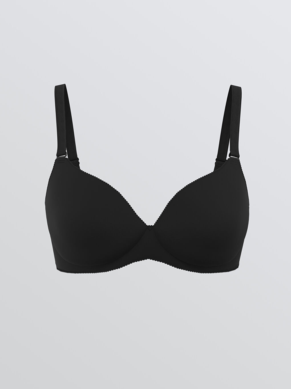 Siyah Balensiz Yarım Dolgulu Düz Tişört Sütyen	