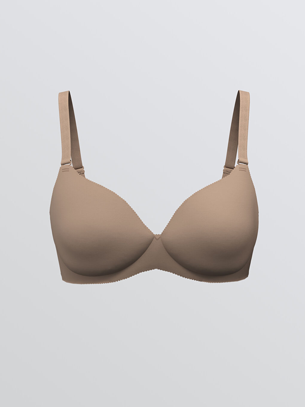 Bej Balensiz Yarım Dolgulu Düz Tişört Sütyen	