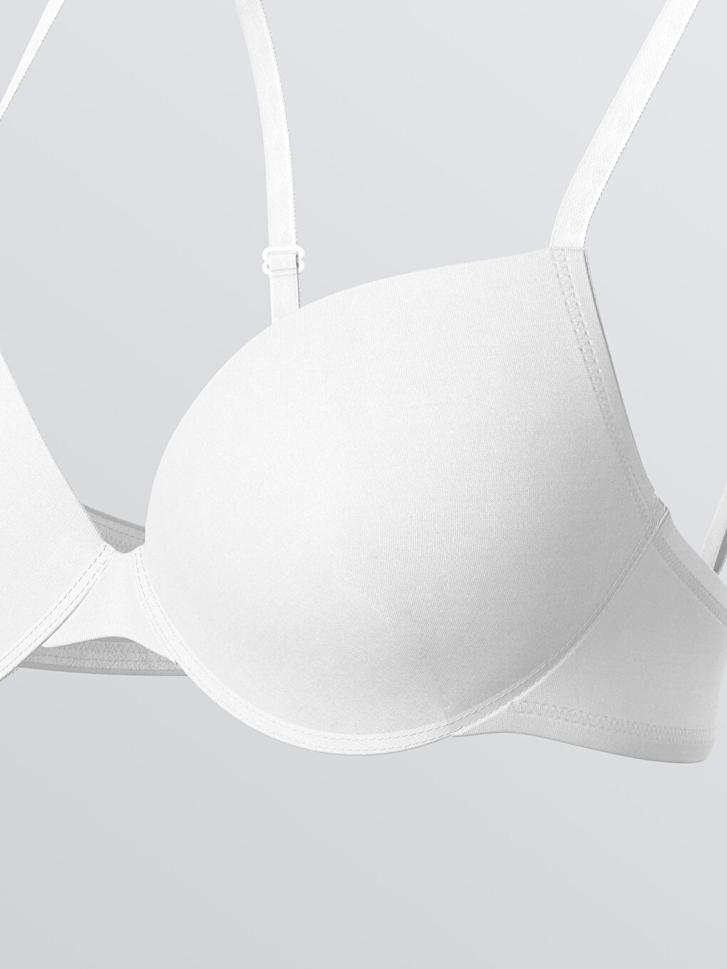 Beyaz Balenli Dolgusuz Tişört Sütyen	-2