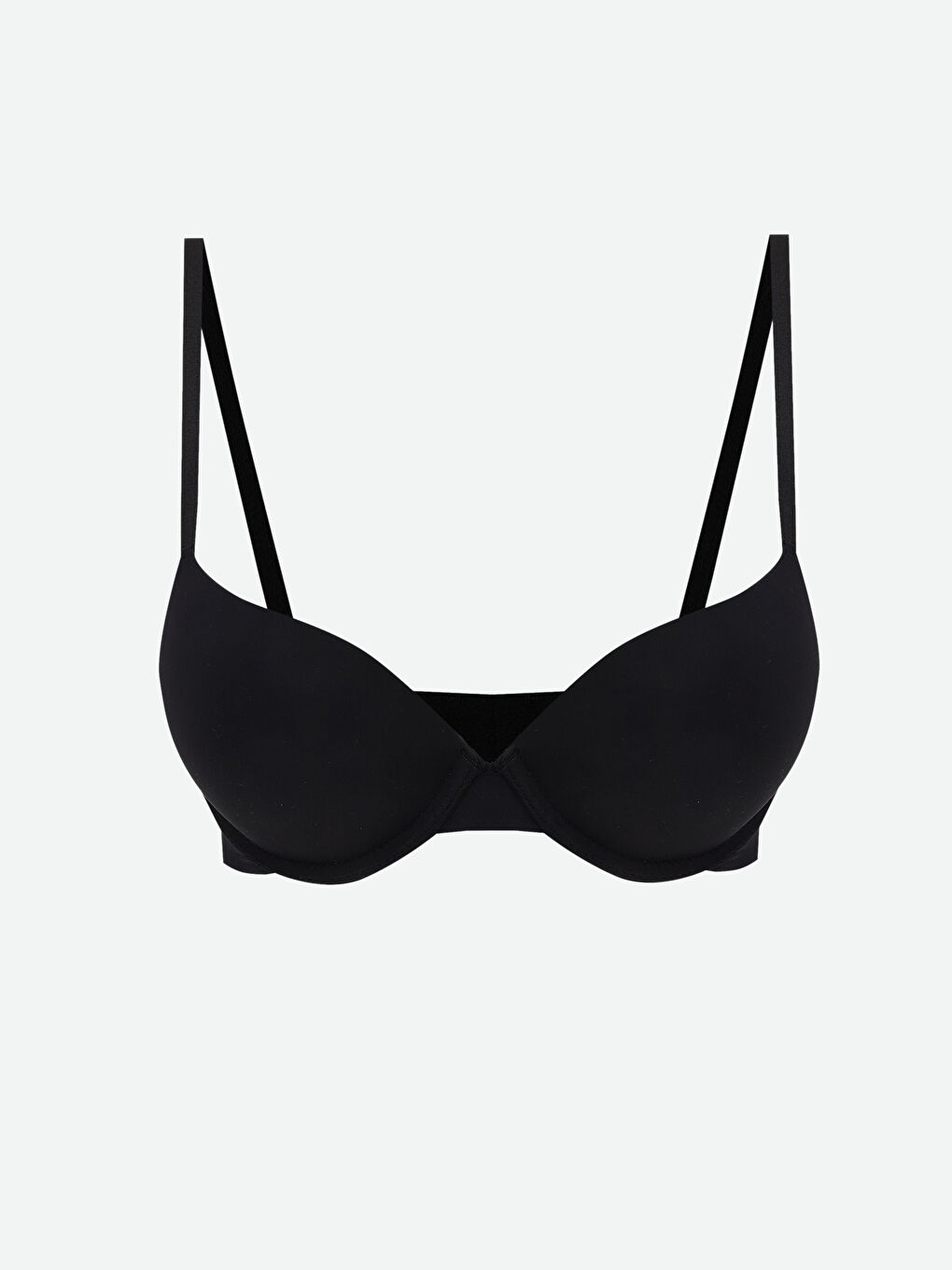 Siyah Balenli Dolgulu Düz Tişört Sütyen