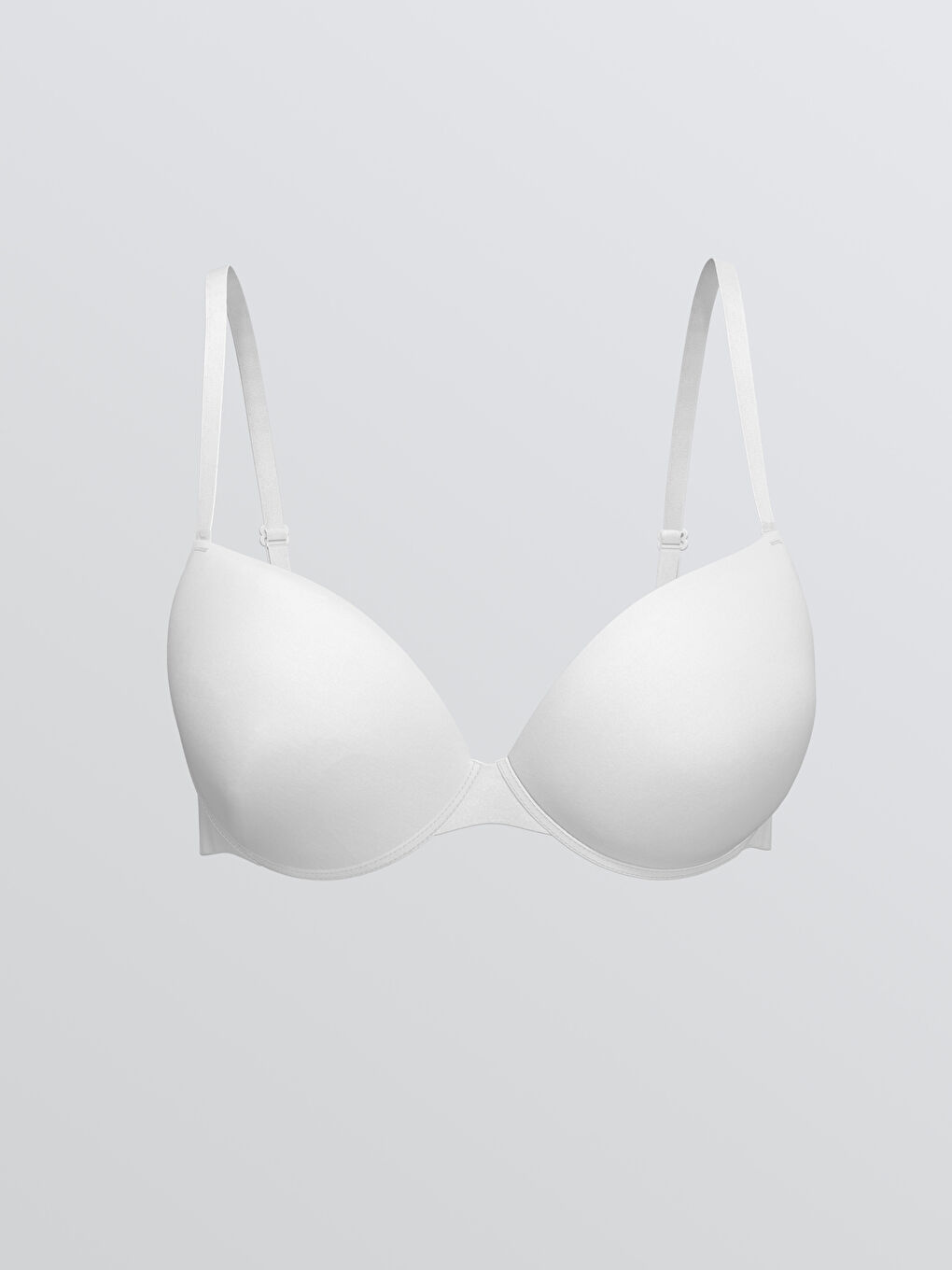 Beyaz Balenli Dolgulu Düz Tişört Sütyen