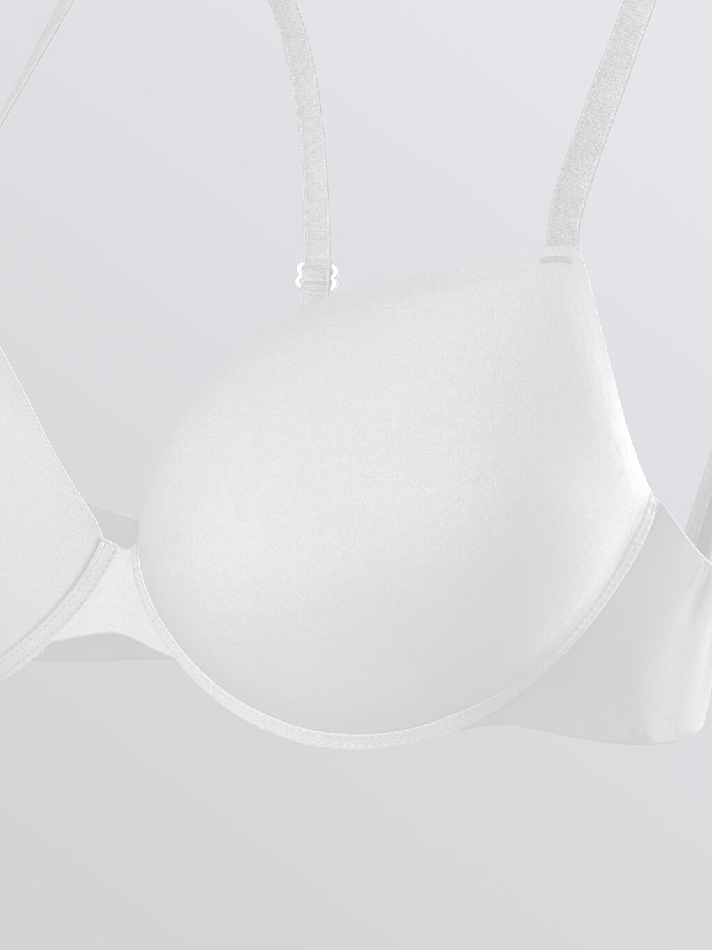 Beyaz Balenli Dolgulu Düz Tişört Sütyen-2